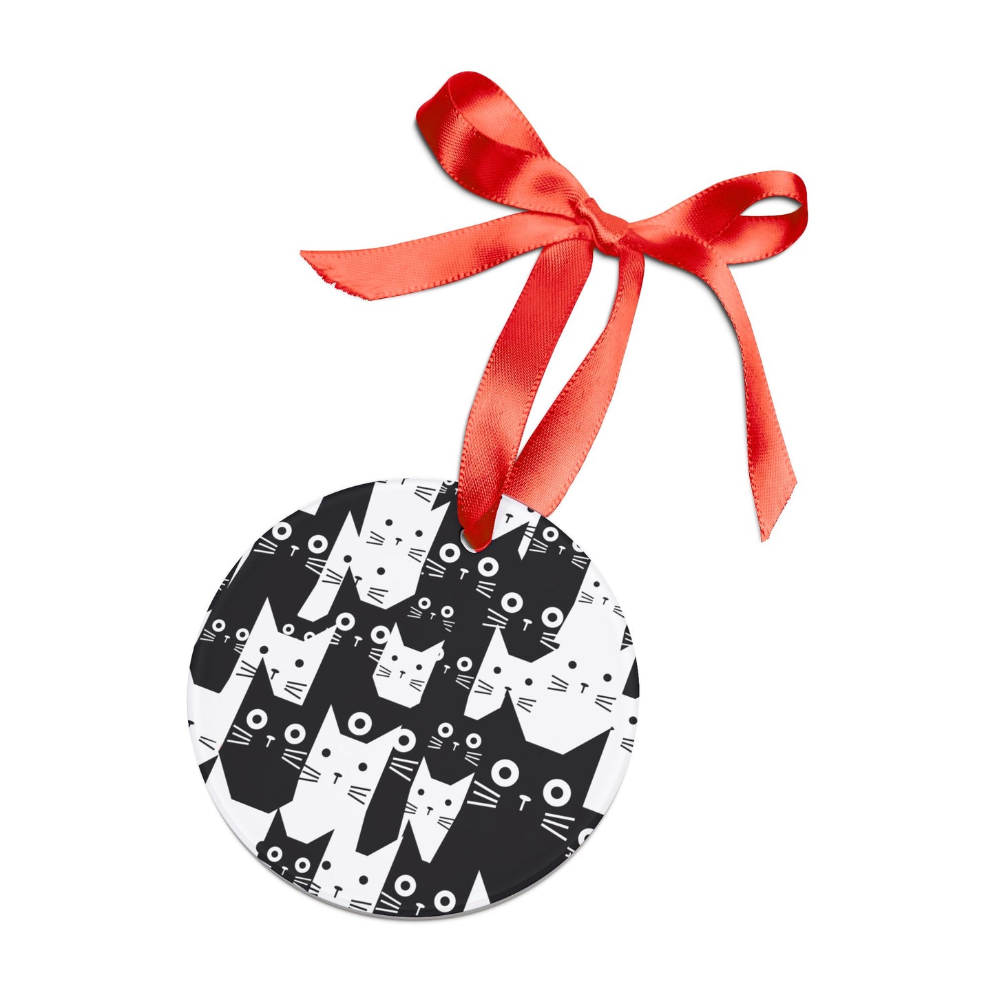 Cat-Themed Acrylic Ornament, Cute Cat Decor, Christmas Tree Ornament, Pet Lovers Gift, Holiday Decoration, Fun Kitty Keepsake