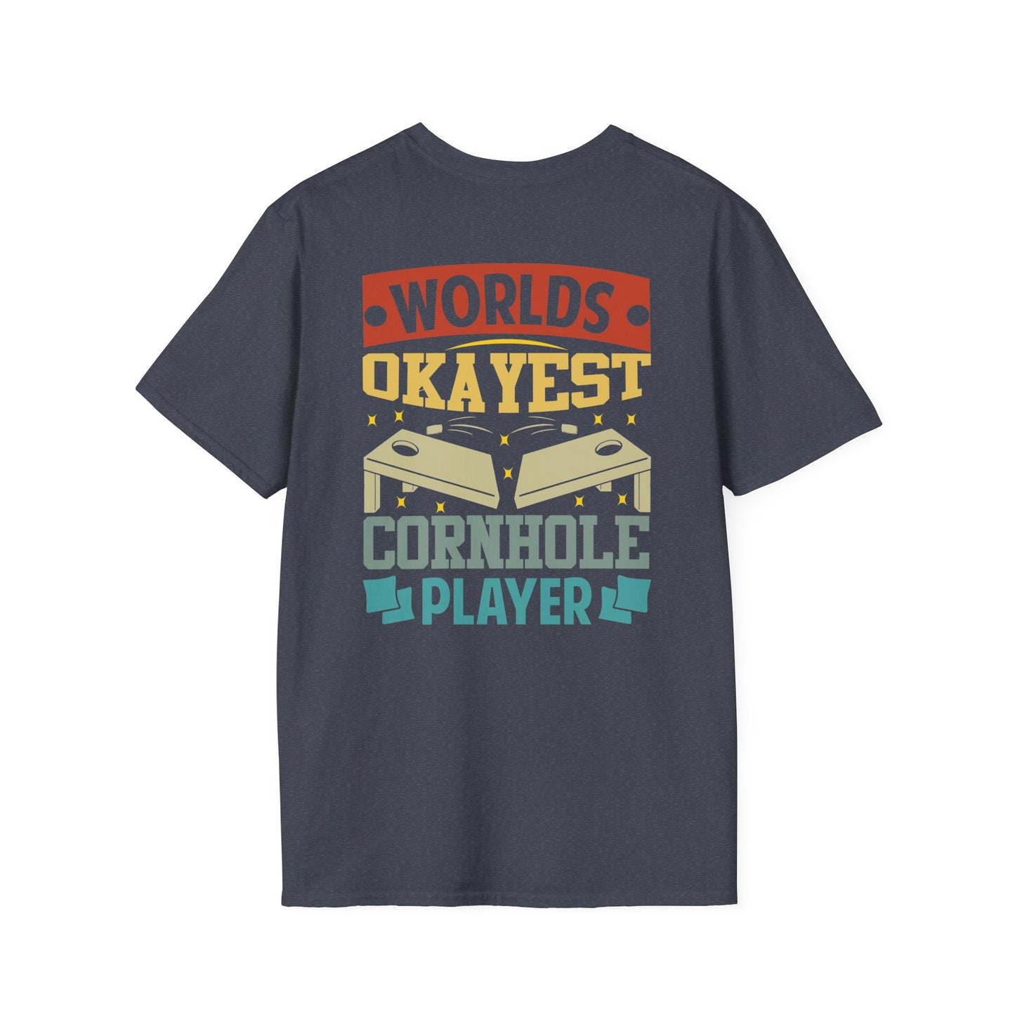 World's Okayest Cornhole Player- Men's T-Shirt - Fun Gift for Game Lovers