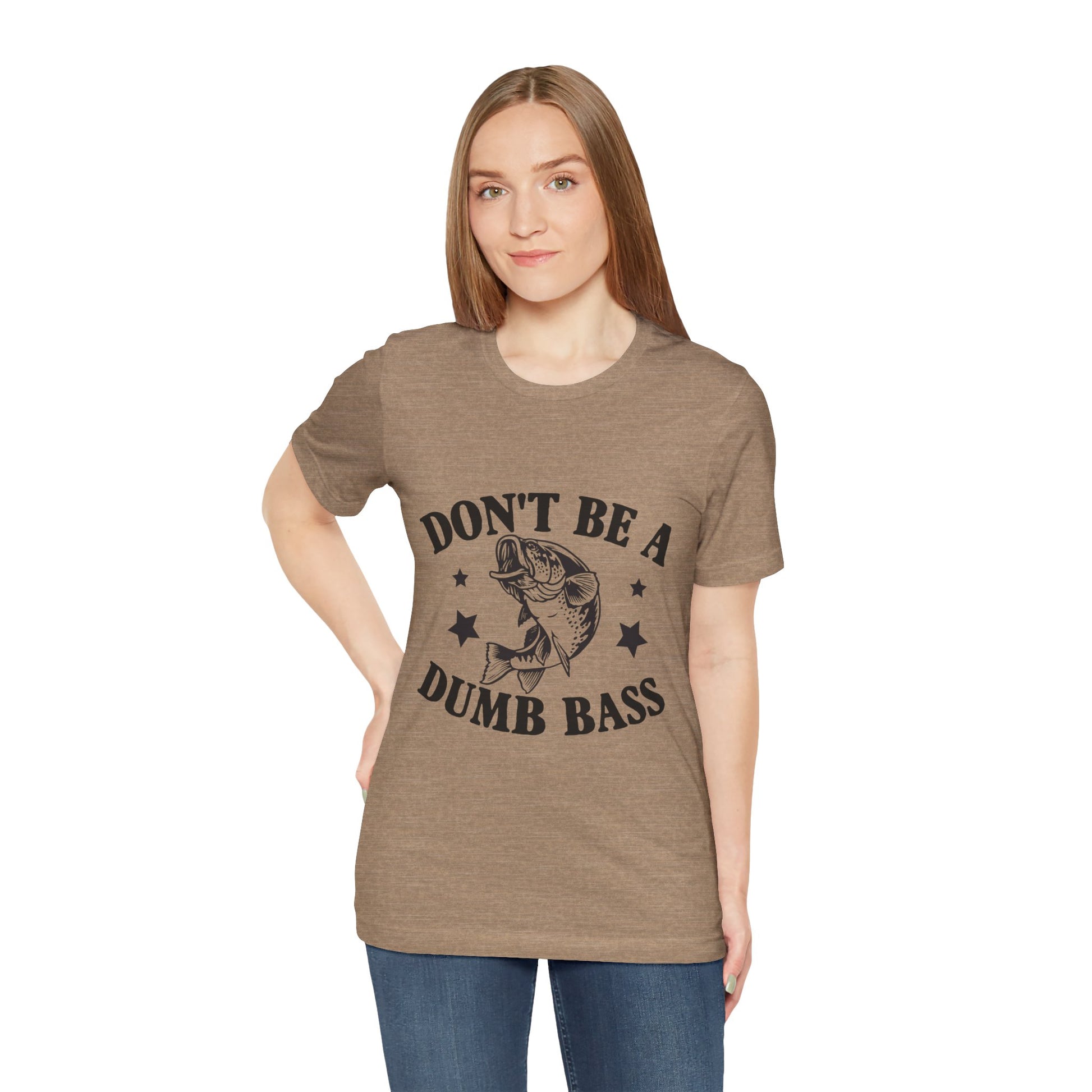 Funny Fishing T-Shirt - "Don't Be a Dumb Bass" Unisex Jersey Tee - aMOOsing Designs