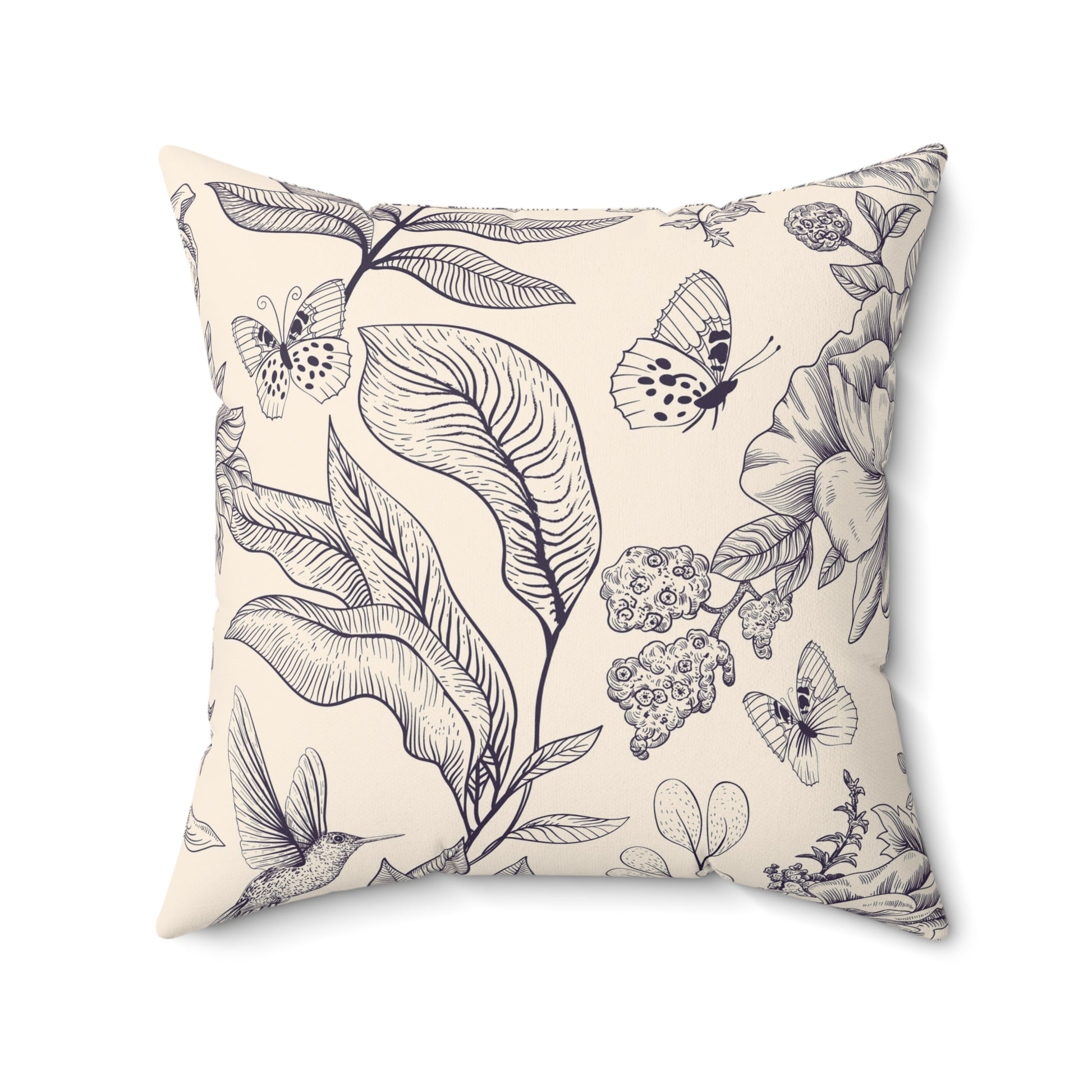 Botanical Nature Pillow, Indoor Decor Cushion, Floral Accent Pillow, Cozy Home Gift, Butterfly Throw Pillow - aMOOsing Designs