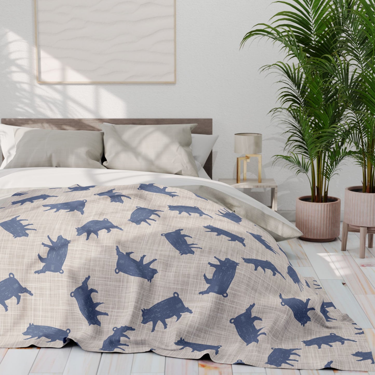 Pig Print Fleece Blanket, Arctic Throw for Animal Lovers, Cozy Winter Decor, Snuggle Piggy Afghan, Gift for Pig Enthusiasts