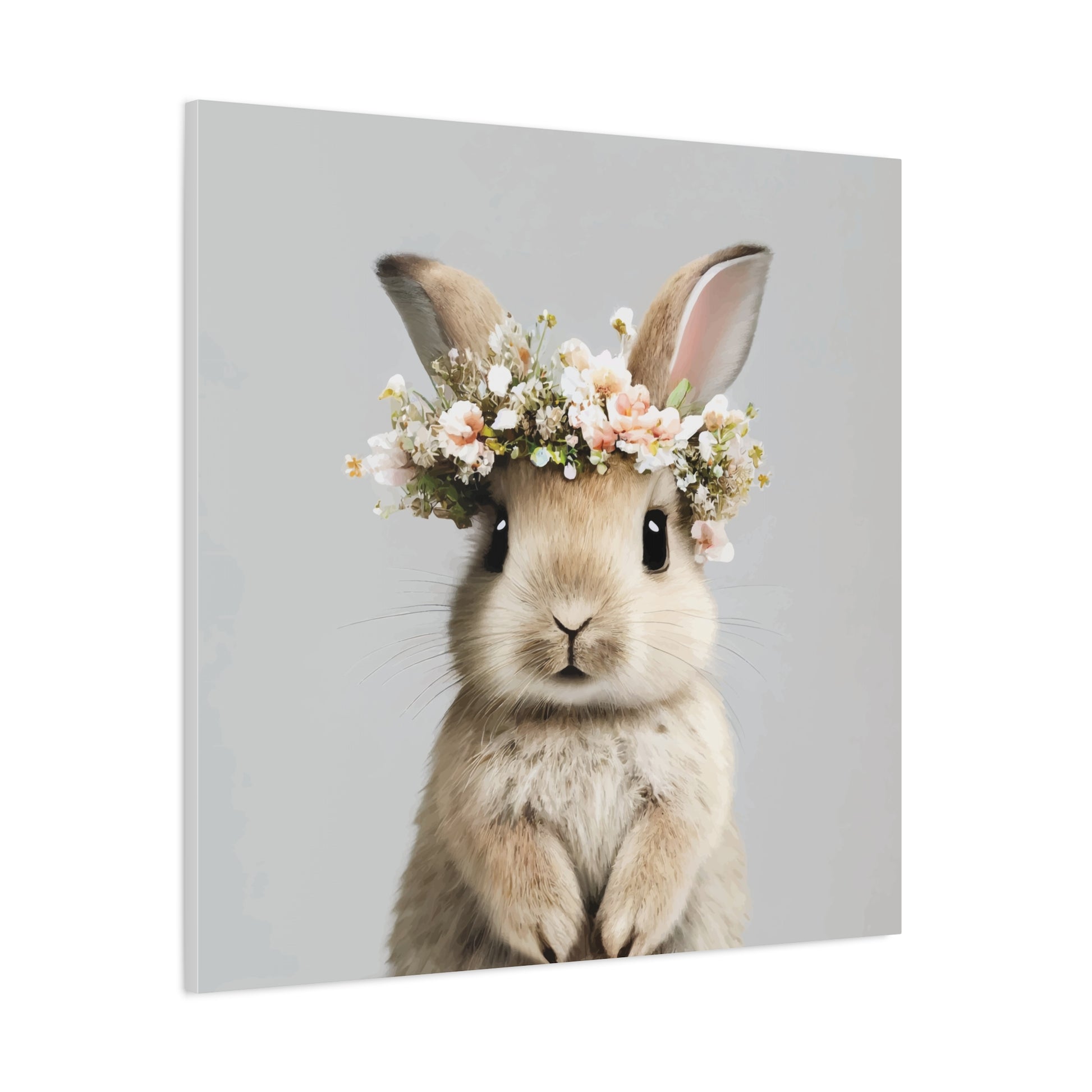Cute Floral Bunny Canvas Wall Art - Perfect Spring Decor - aMOOsing Designs