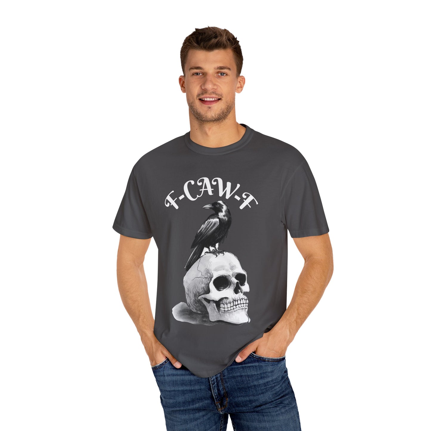 Skull & Crow Tee, Edgy Graphic T-shirt, Unisex Casual Wear, Halloween Costume Shirt, Gothic Style Apparel