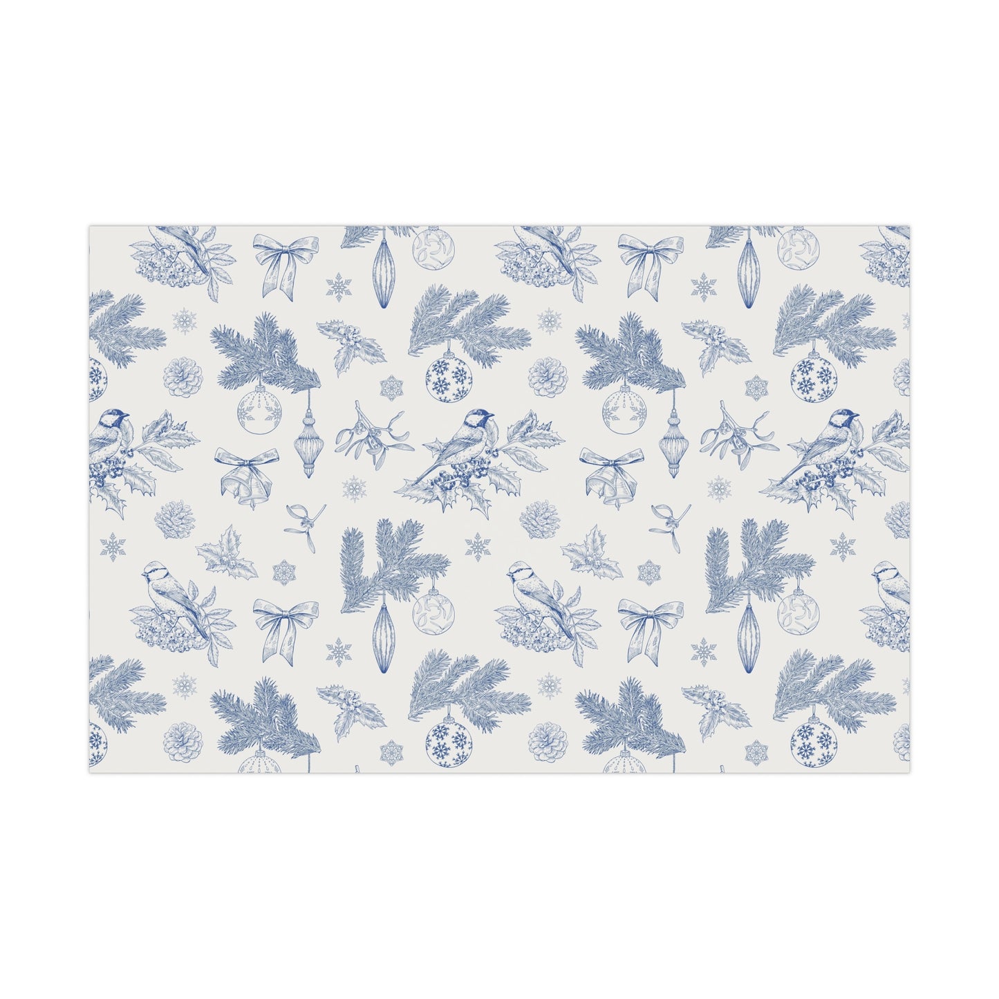 Elegant Winter Gift Wrap Paper – Blue Botanical Design for Holiday Gifting - aMOOsing Designs
