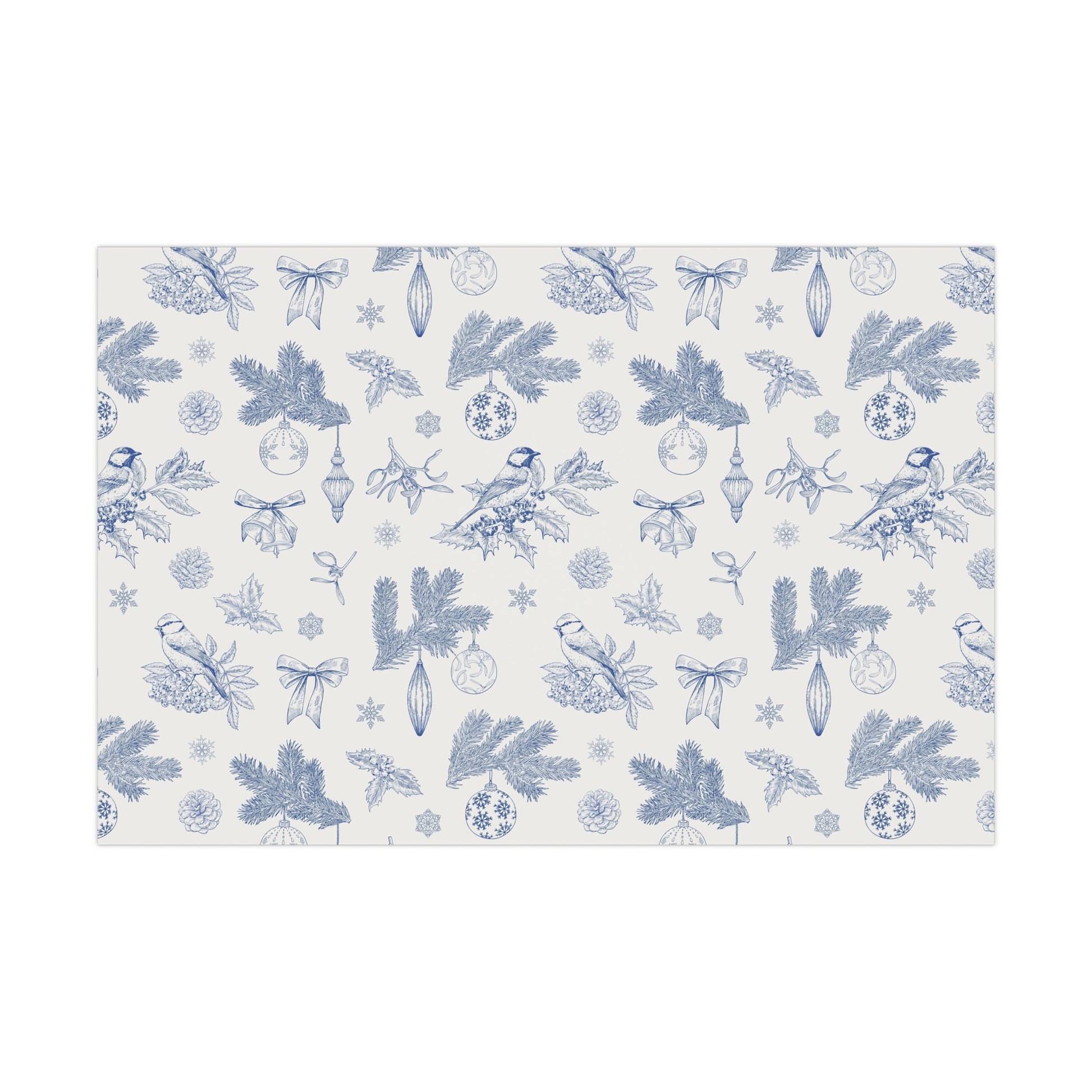 Elegant Winter Gift Wrap Paper – Blue Botanical Design for Holiday Gifting - aMOOsing Designs