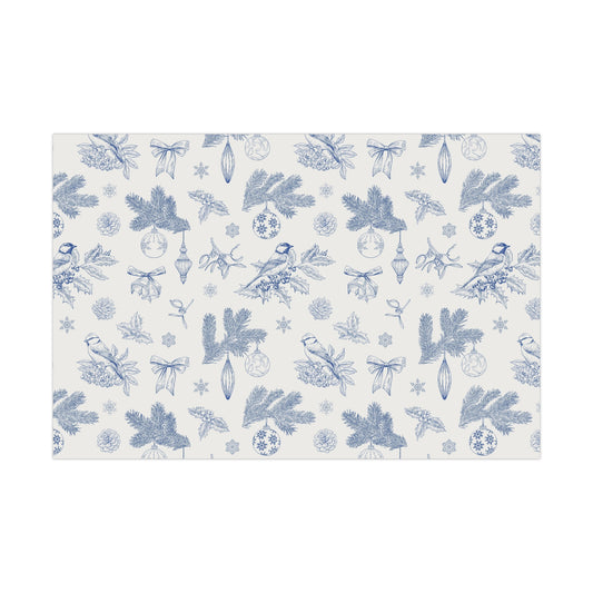 Elegant Winter Gift Wrap Paper – Blue Botanical Design for Holiday Gifting - aMOOsing Designs