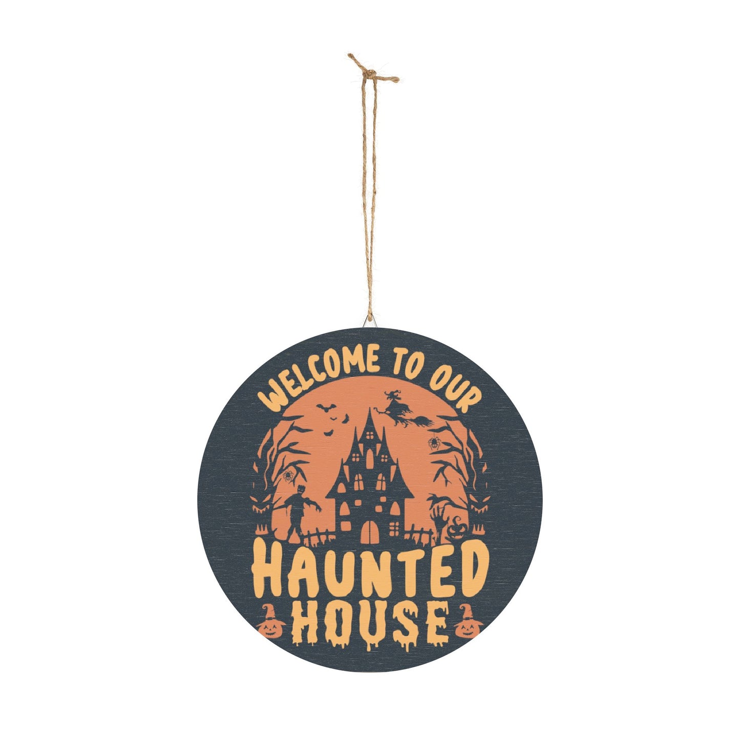 Wooden Halloween Sign | Welcome to Our Haunted House Decor, Spooky Home Decor, Fall Season, Trick or Treat Sign, Halloween Party Decoration