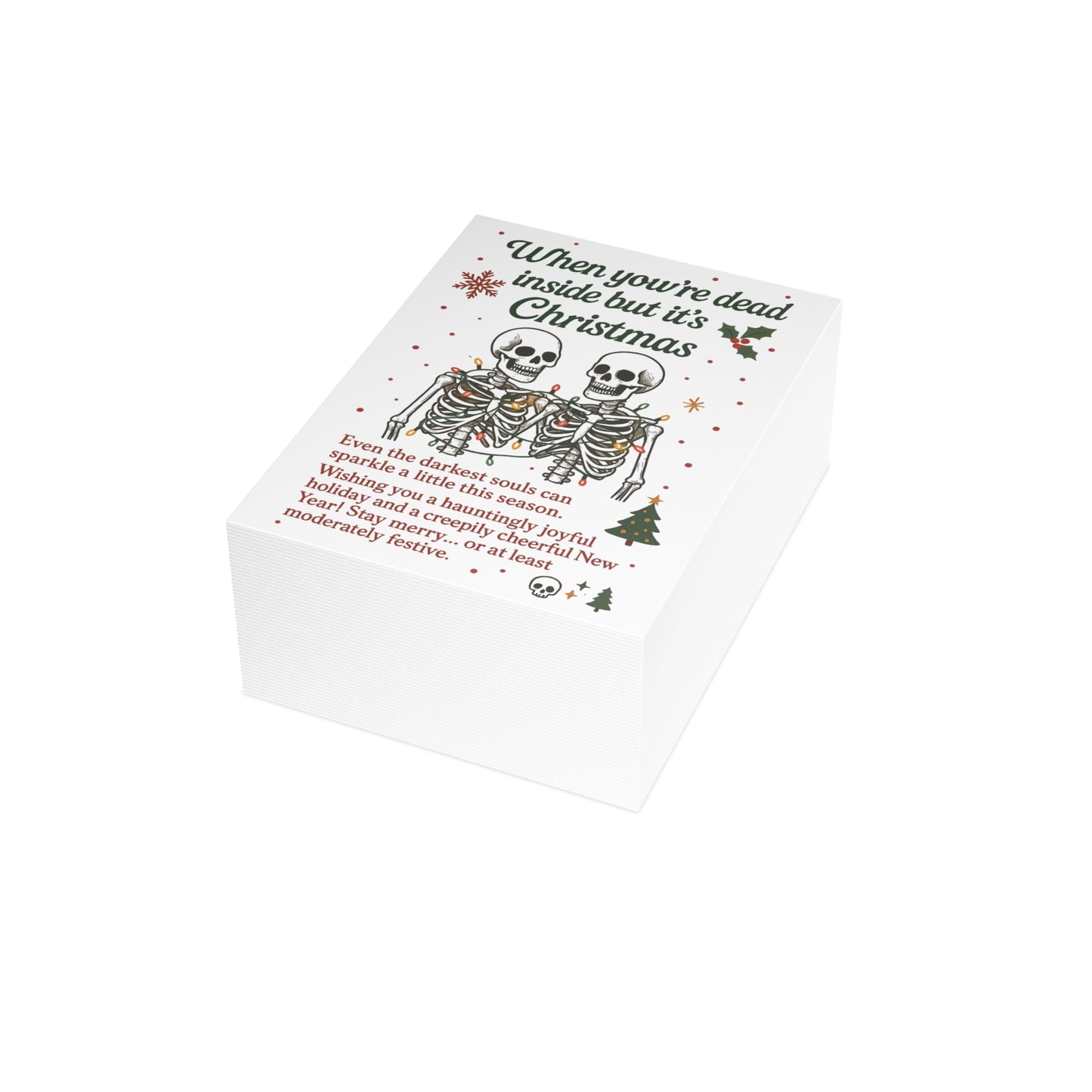 Humorous Holiday Postcard Bundle for Christmas, Skeleton Greetings, Unique Gift Idea, Seasonal Card Set, Creepy Cheerful Wishes