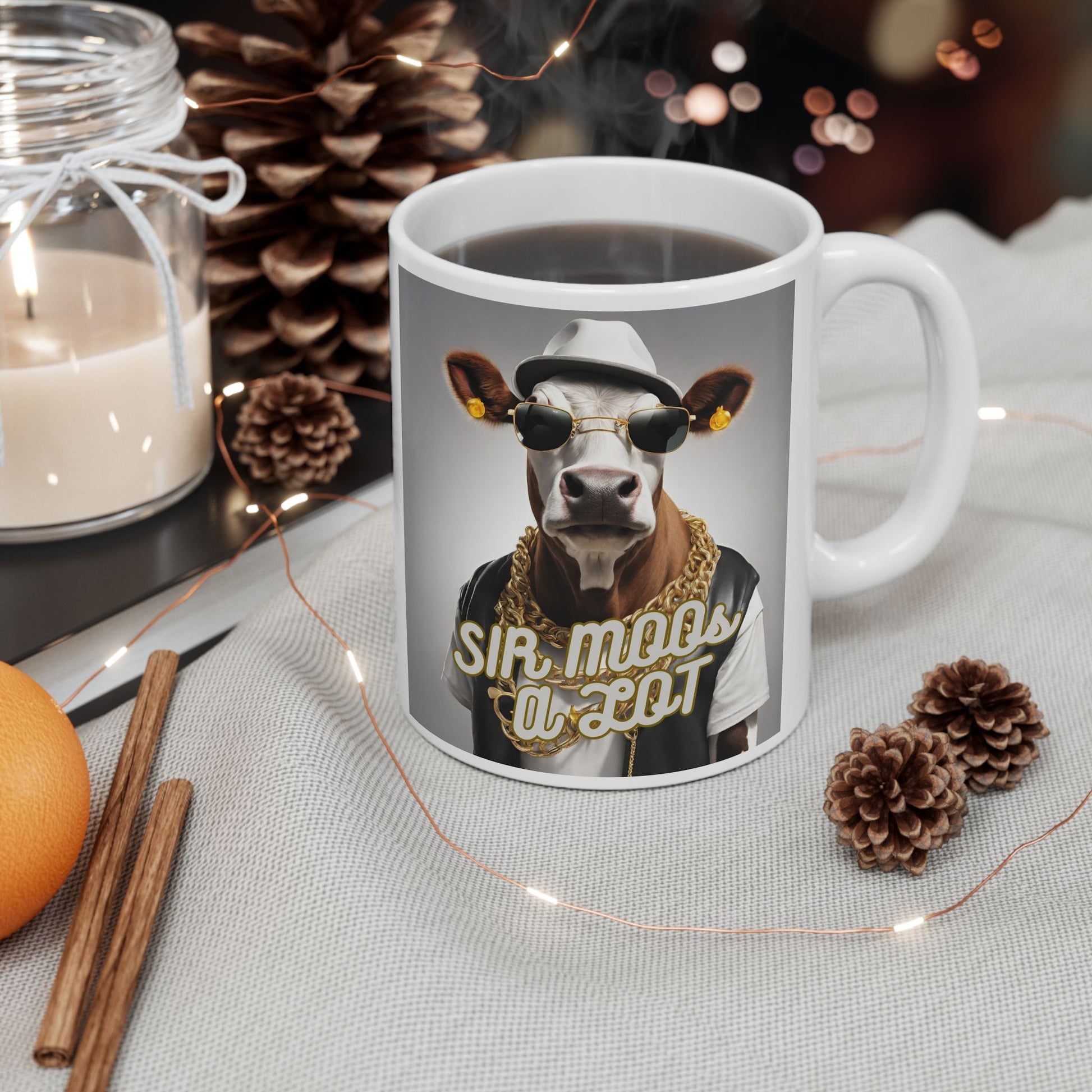 Mug with 'sir moos a lot' Design - aMOOsing Designs