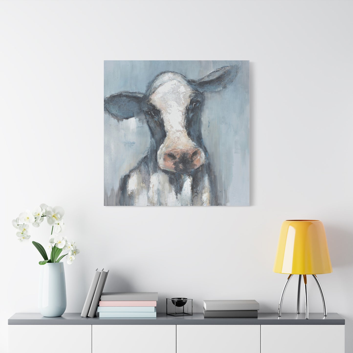 Rustic Cow Portrait Canvas Wall Art - Perfect Farmhouse Decor - aMOOsing Designs