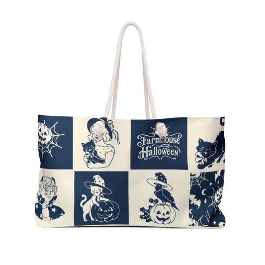 Halloween Farmhouse Weekender Bag, Perfect for Fall Getaways, Trick or Treat Events, Cozy Autumn Vibes, Stylish Tote for Celebrations