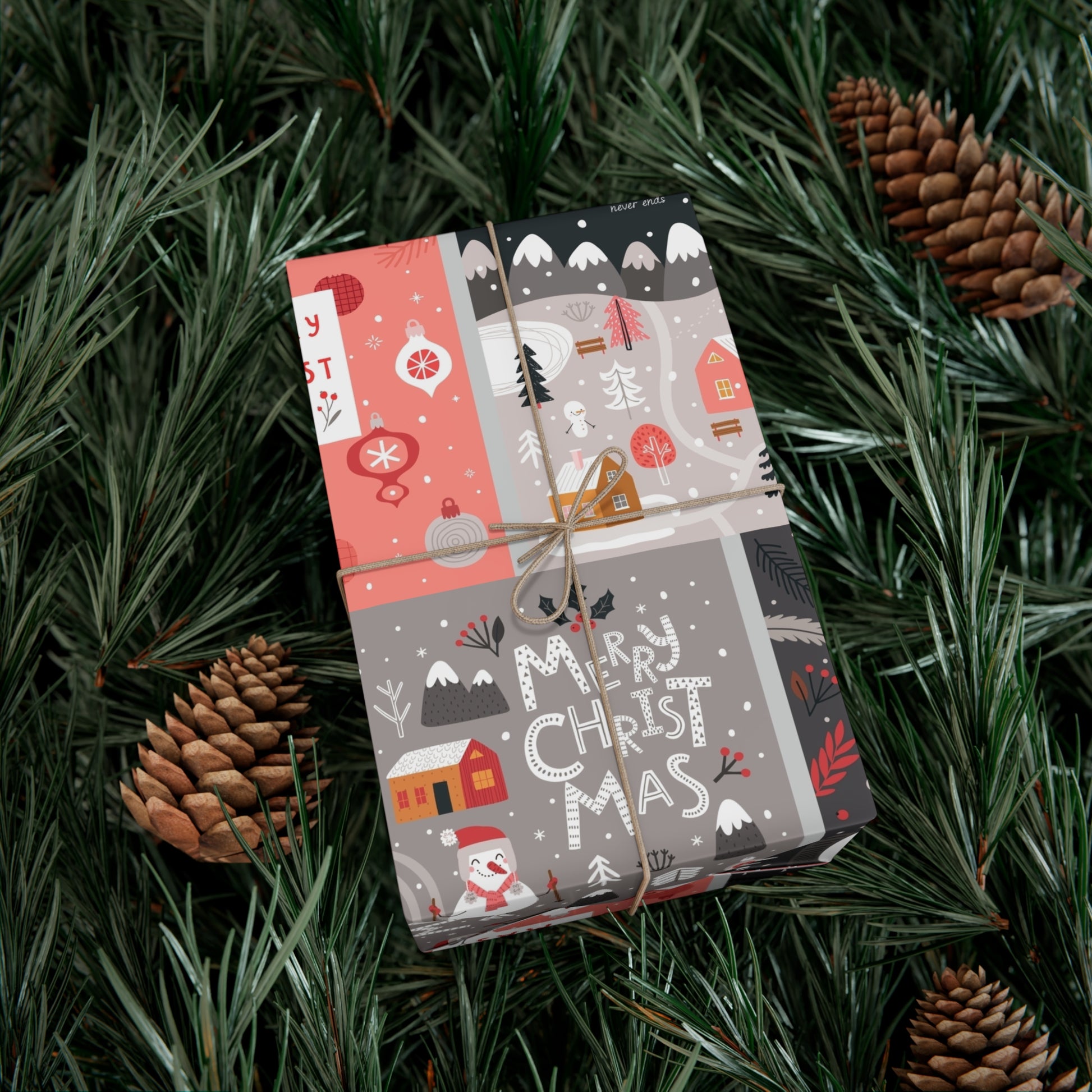 Festive Snowman Gift Wrap Paper - Holiday Cheer Wrapping Sheets for Christmas & More - aMOOsing Designs