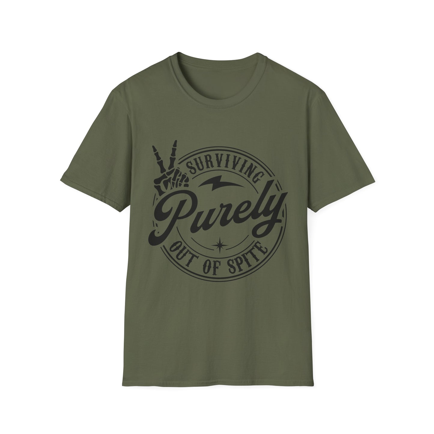 Surviving Purely Out of Spite- Funny Men's Softstyle T-Shirt