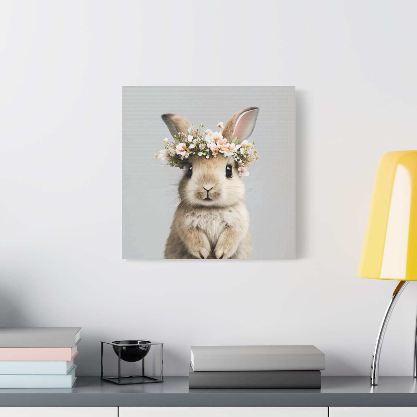 Cute Floral Bunny Canvas Wall Art - Perfect Spring Decor - aMOOsing Designs