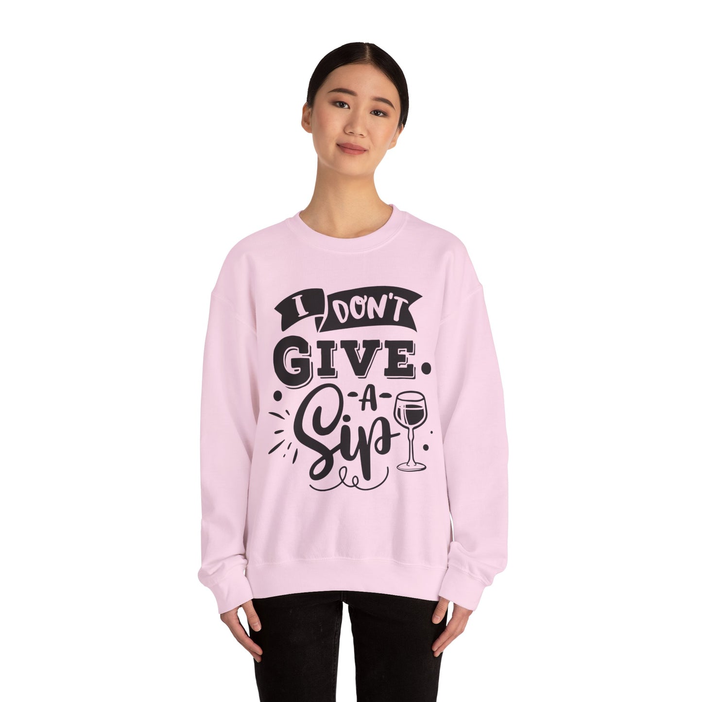 I Don't Give a Sip Unisex Heavy Blend Crewneck Sweatshirt, Funny Wine Lover Gift, Cozy Casual Sweatshirt, Perfect for Parties, Sip and Chill - aMOOsing Designs