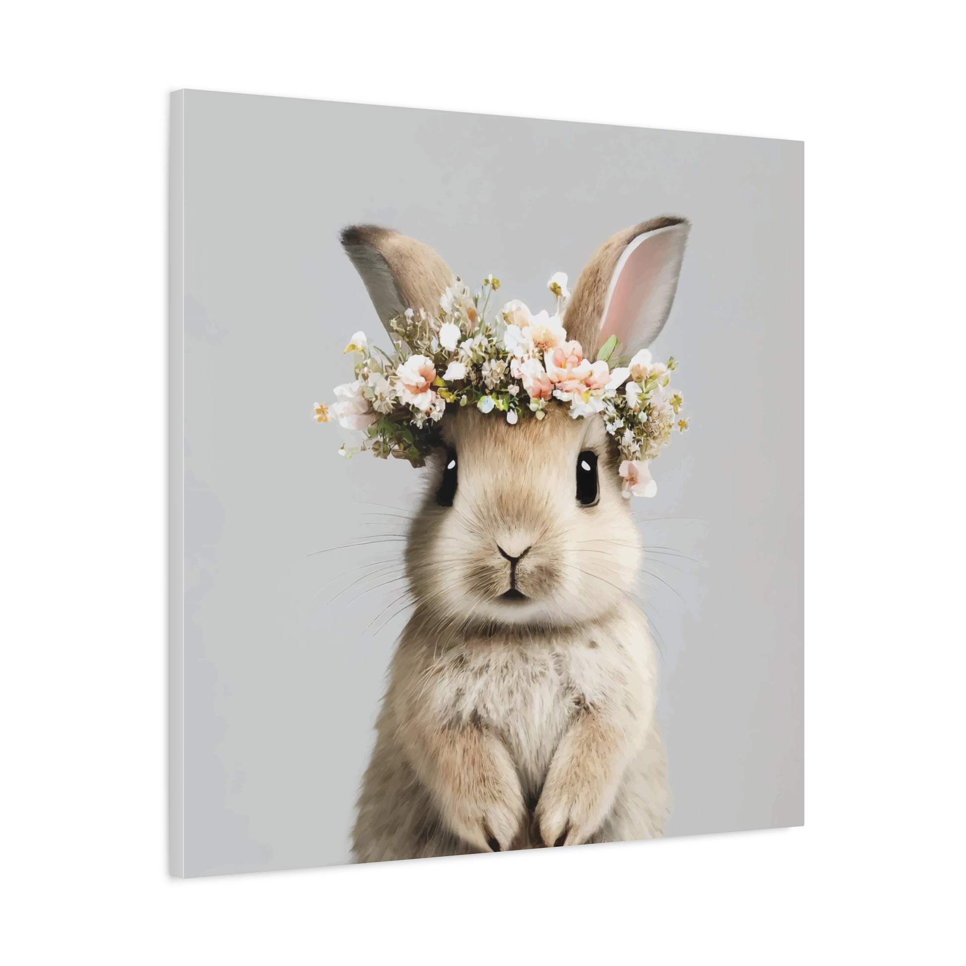 Cute Floral Bunny Canvas Wall Art - Perfect Spring Decor - aMOOsing Designs