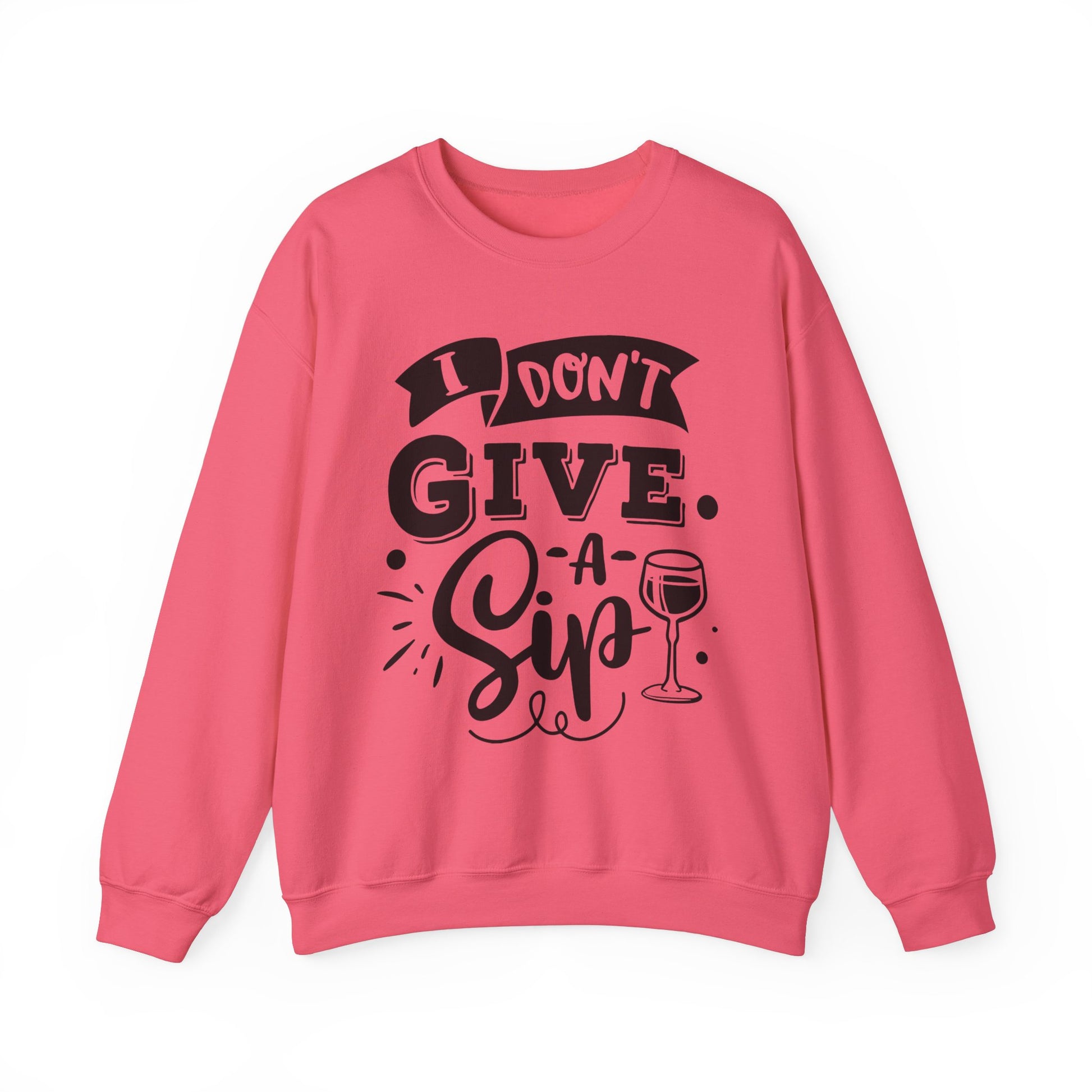 I Don't Give a Sip Unisex Heavy Blend Crewneck Sweatshirt, Funny Wine Lover Gift, Cozy Casual Sweatshirt, Perfect for Parties, Sip and Chill - aMOOsing Designs