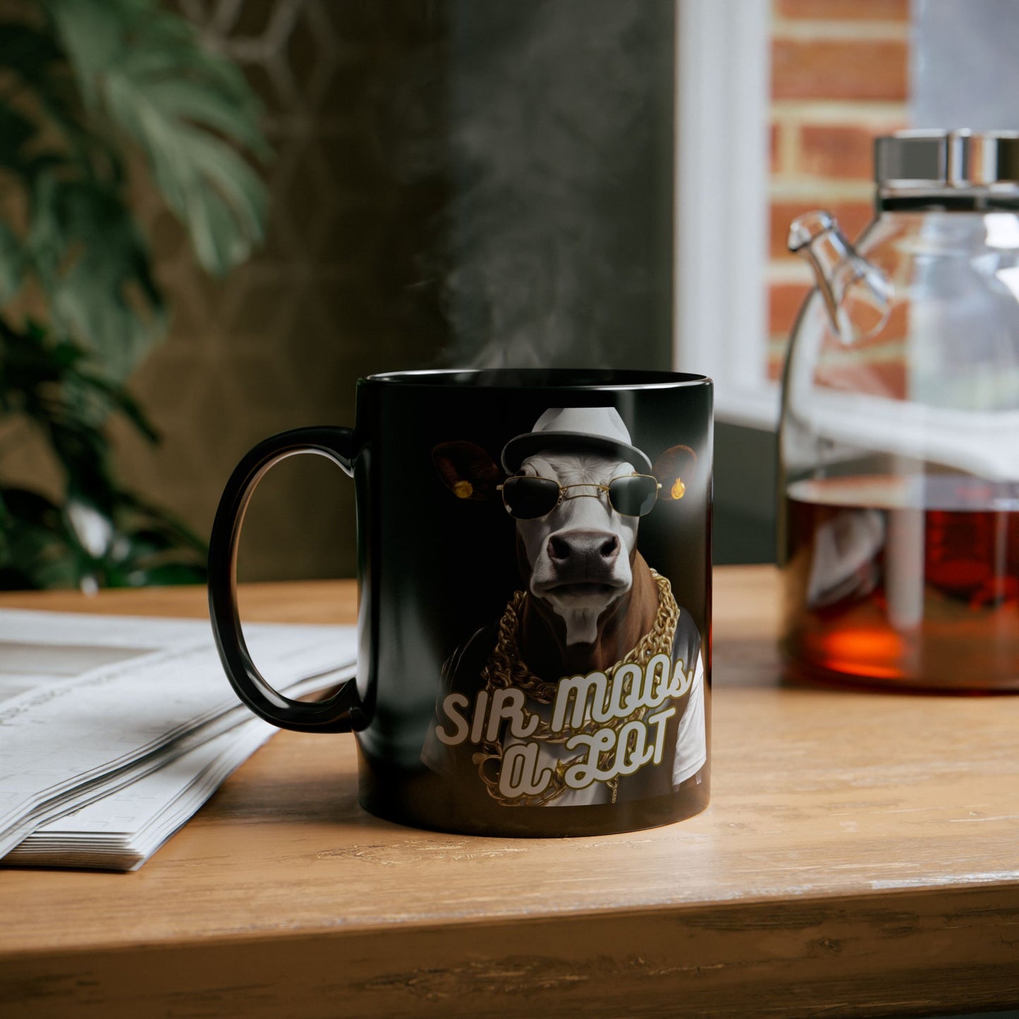 Mug - Sir Moos a lot Coffee Mug - Funny Cow Design - aMOOsing Designs
