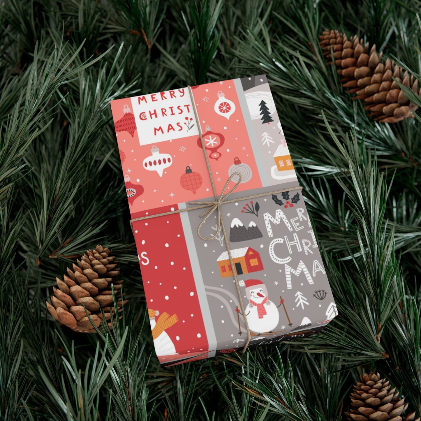 Festive Snowman Gift Wrap Paper - Holiday Cheer Wrapping Sheets for Christmas & More - aMOOsing Designs