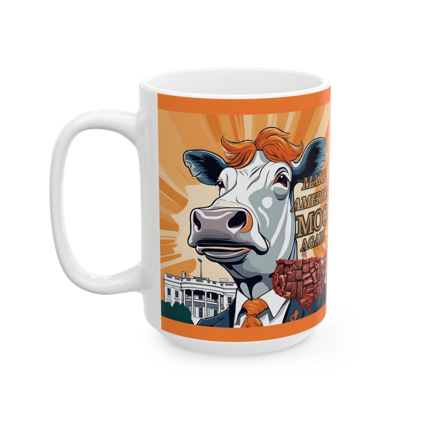 Make America Moo Again Ceramic Mug - Funny Political Gift for Coffee Lovers - aMOOsing Designs