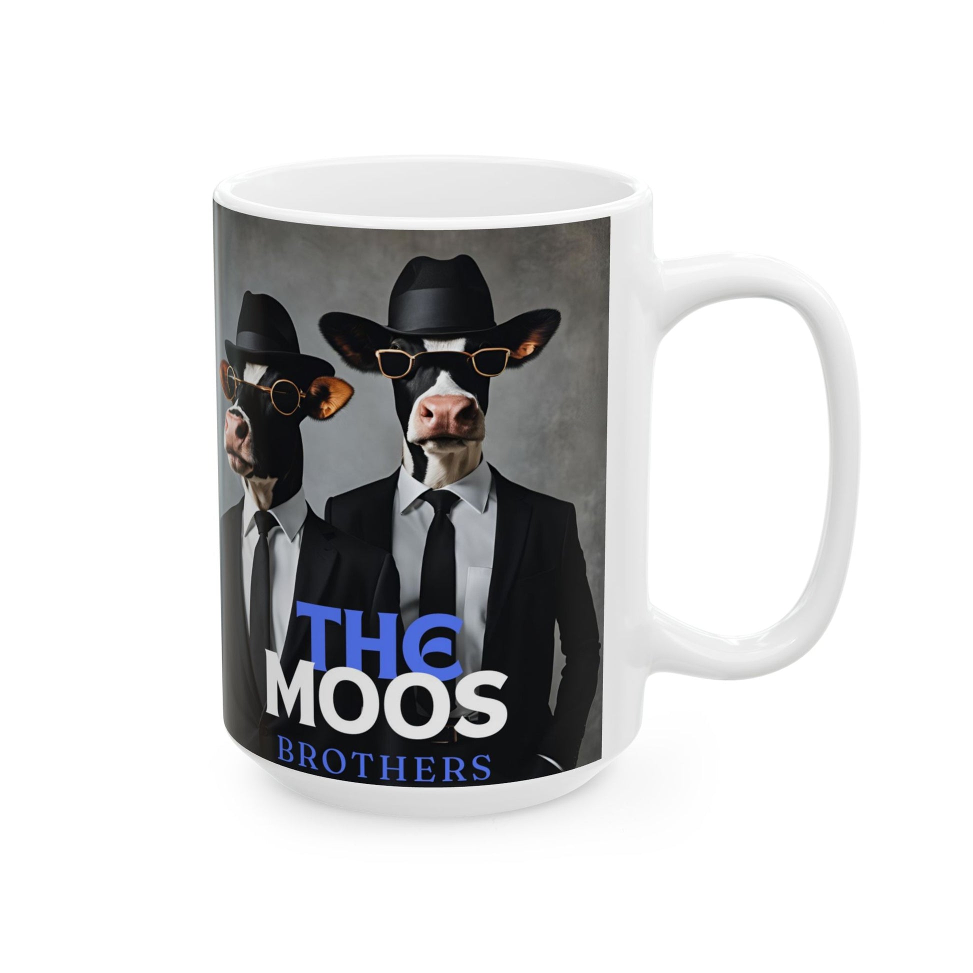 Moos Brothers Ceramic Mug - 11oz, 15oz, Coffee Cup, Funny Animal Print, Farmhouse Kitchen Decor, Gift for Siblings, Cow - aMOOsing Designs