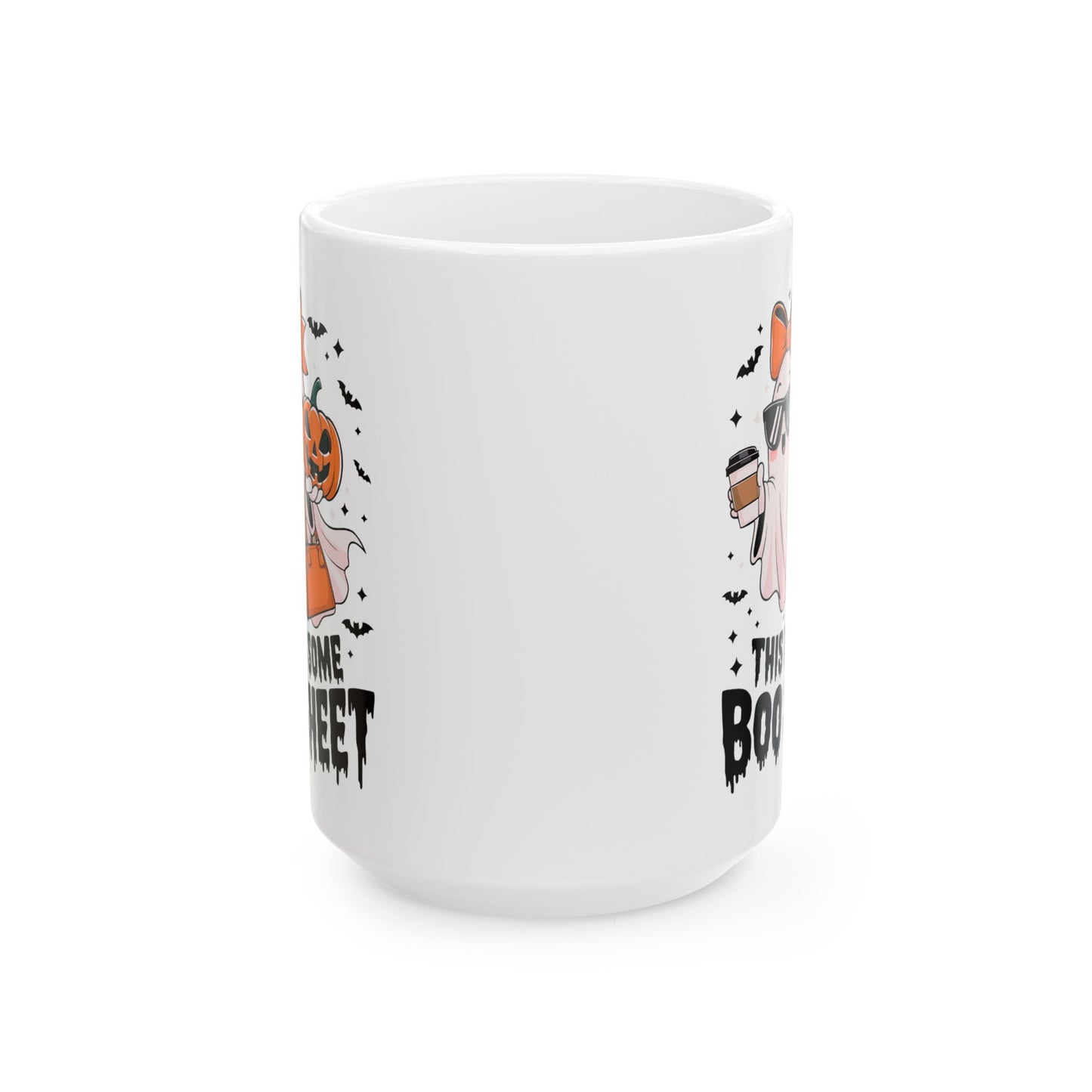 Halloween Themed Ceramic Mug, Spooky Coffee Cup, Trick or Treat Mug, Pumpkin Design Mug, Boo Sheet Cute Halloween Gift