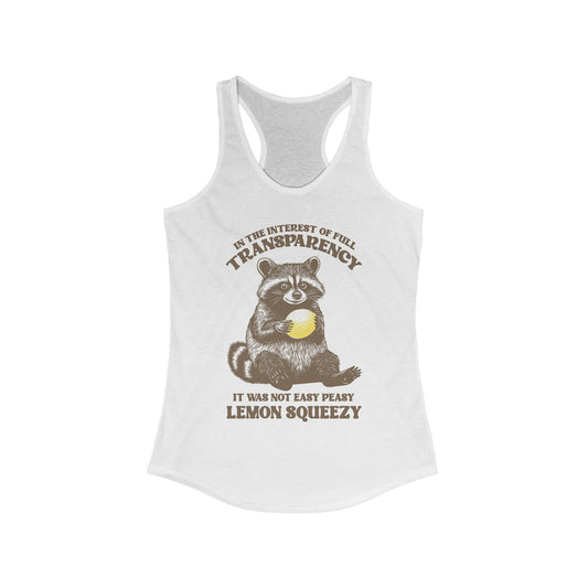 Funny Women Racerback Tank - Easy Peasy Lemon Squeezy Design - aMOOsing Designs