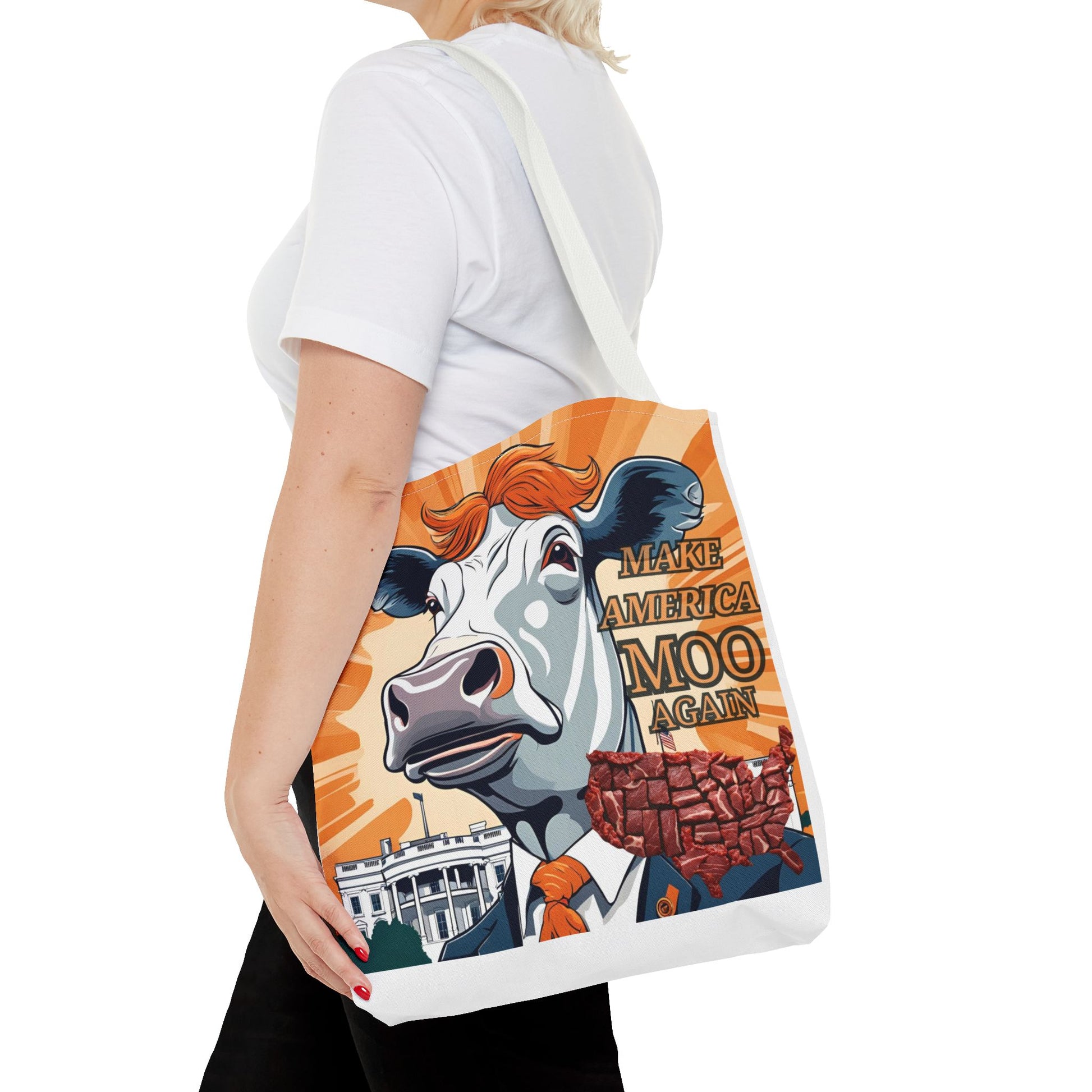 Make America Moo Again Tote Bag - Fun Cow Graphic for BBQ Lovers - aMOOsing Designs