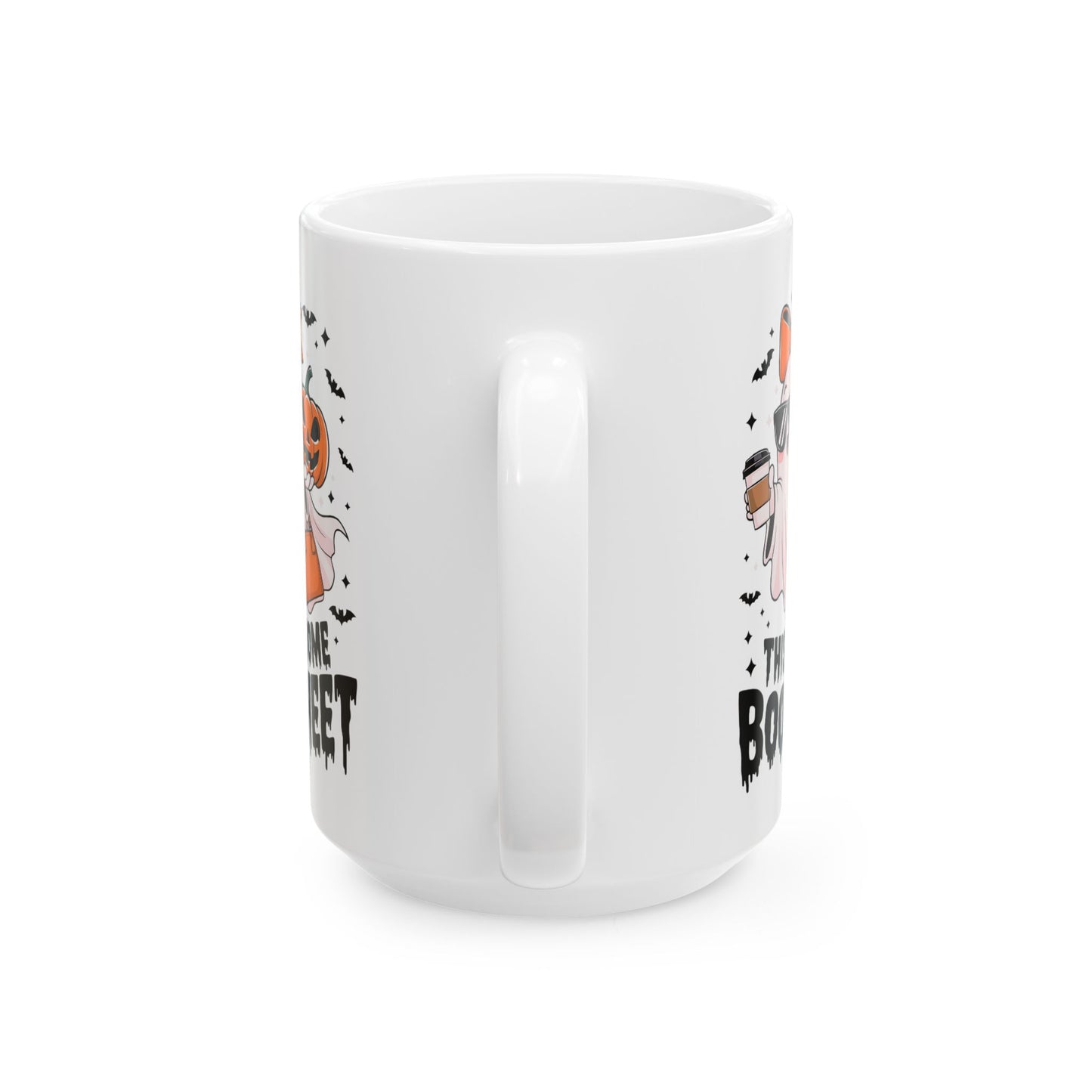 Halloween Themed Ceramic Mug, Spooky Coffee Cup, Trick or Treat Mug, Pumpkin Design Mug, Boo Sheet Cute Halloween Gift