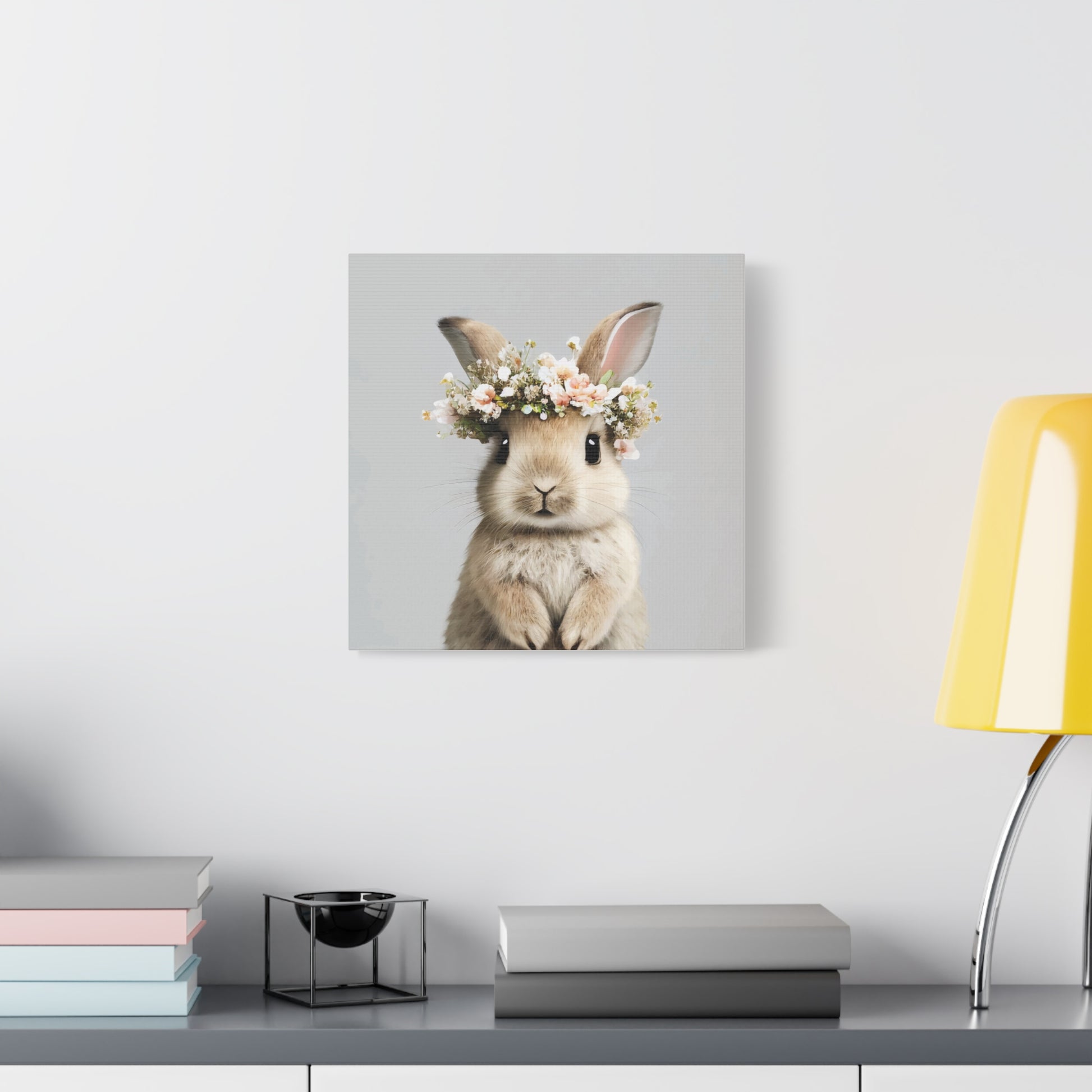 Cute Floral Bunny Canvas Wall Art - Perfect Spring Decor - aMOOsing Designs