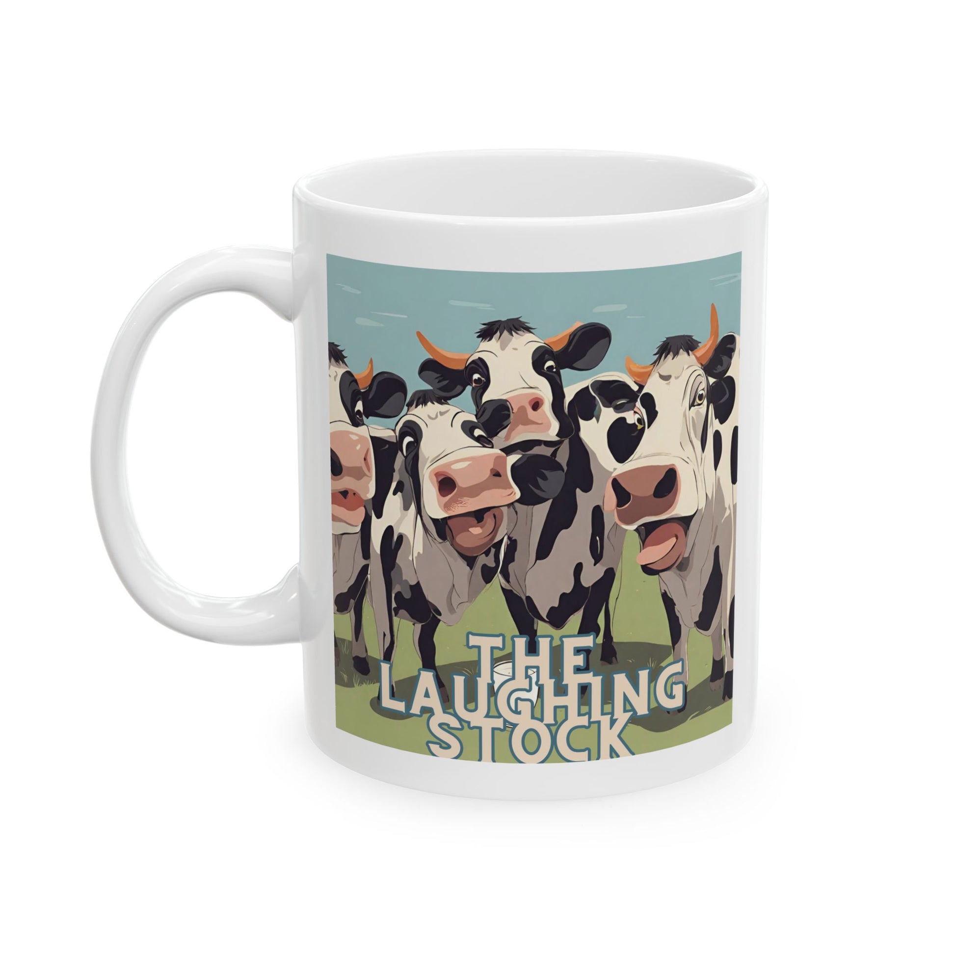 Mug - 'The Laughing Stock' Cow Group Design 11oz 15oz - aMOOsing Designs