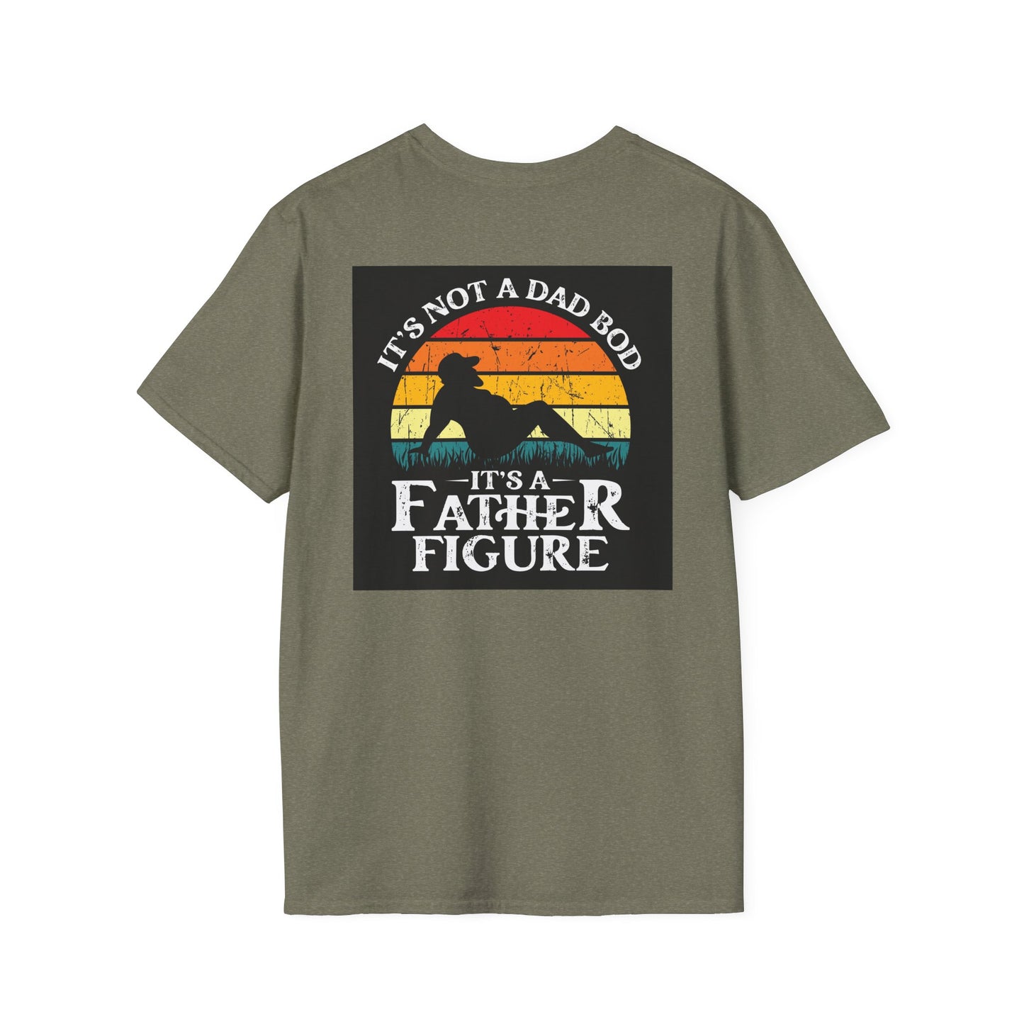 Funny "Not a Dad Bod, but a Father Figure" T-Shirt | Unisex Softstyle Tee for Dads - aMOOsing Designs