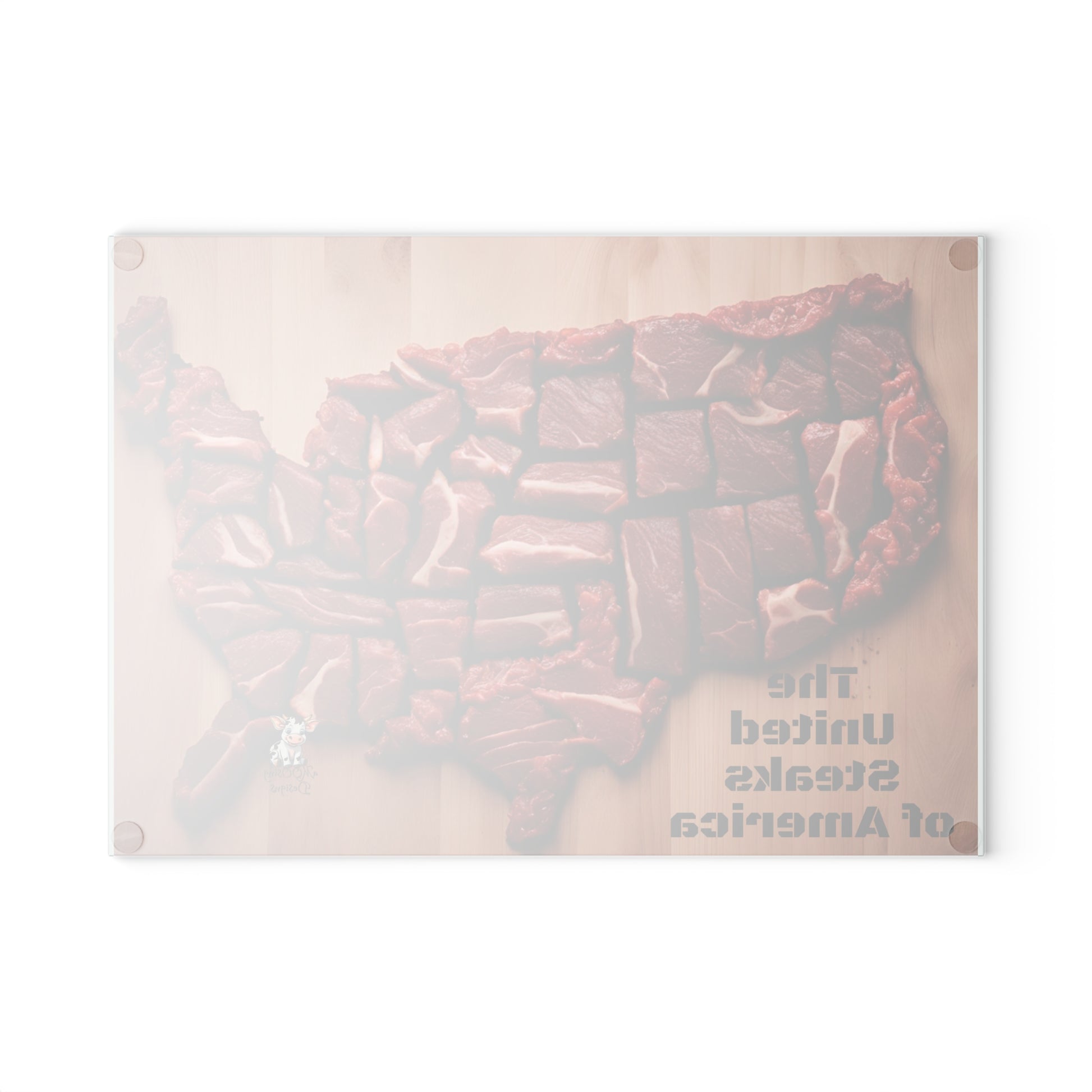 United Steaks of America Glass Cutting Board - Fun Culinary Gift for Meat Lovers - aMOOsing Designs