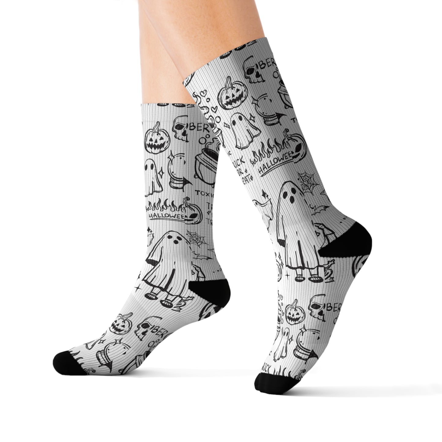 Spooky Halloween Socks, Ghostly Sublimation Socks, Fun Holiday Accessories, Trick or Treat Socks, Whimsical Gifting - aMOOsing Designs