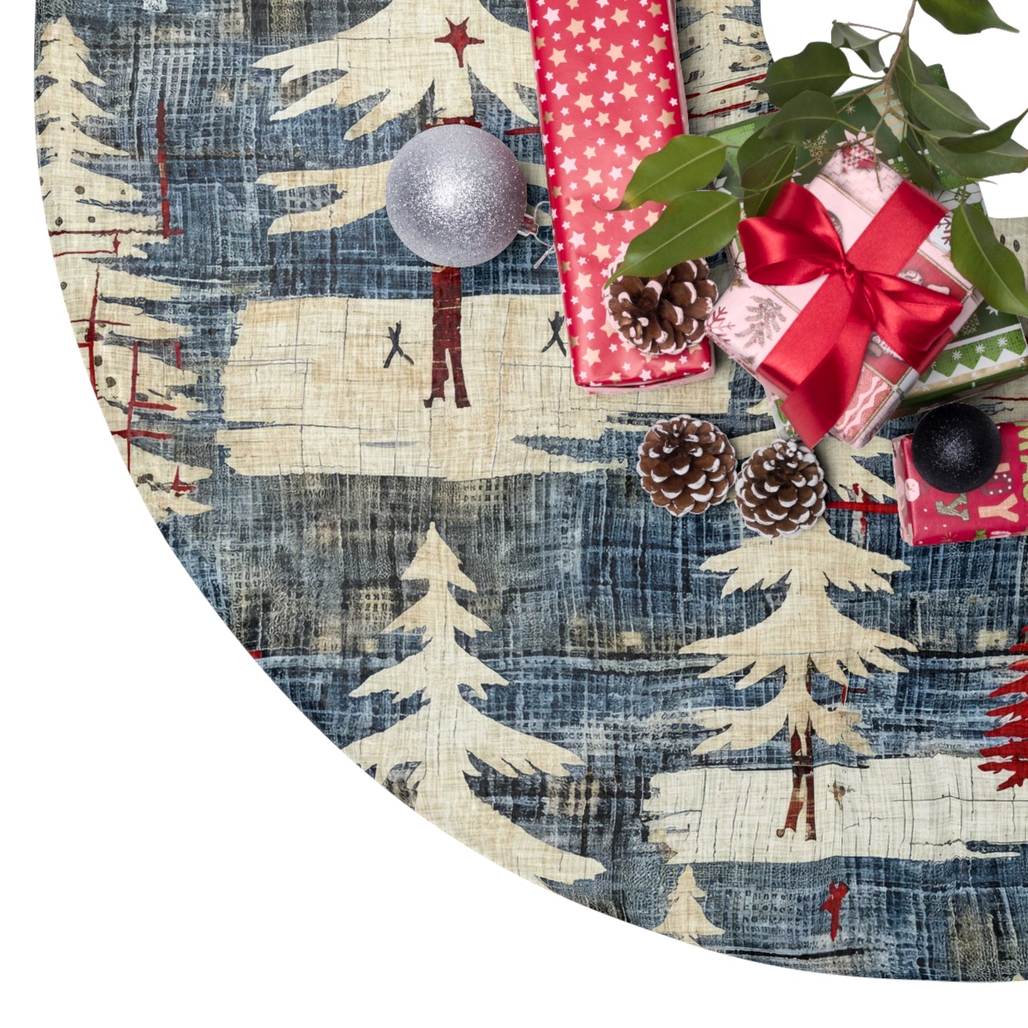Rustic Christmas Tree Skirt, Cozy Holiday Decor, Festive Tree Base Cover, Winter Wonderland Decor, Perfect for Christmas