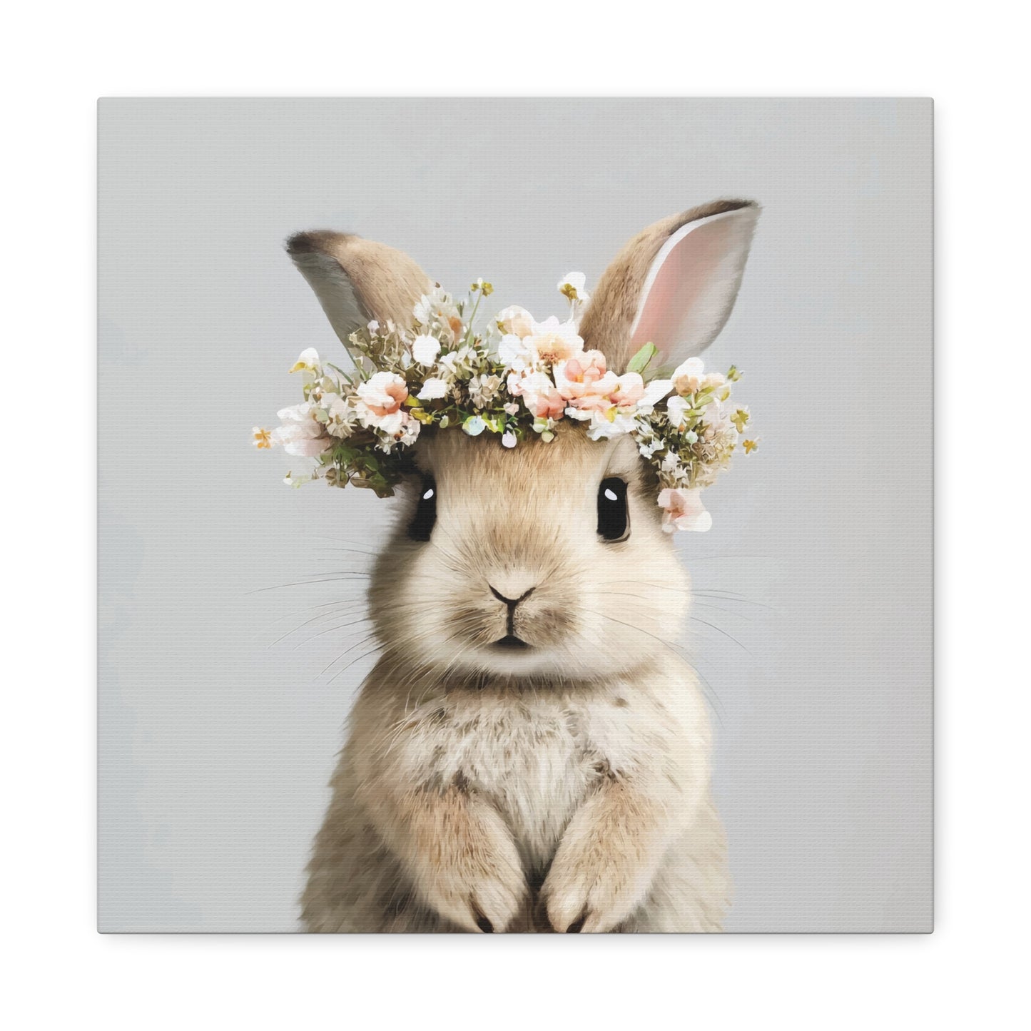 Cute Floral Bunny Canvas Wall Art - Perfect Spring Decor - aMOOsing Designs