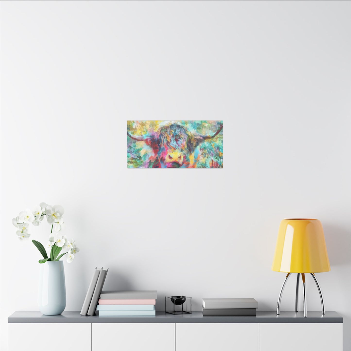 Colorful Abstract Highland Cow Canvas Print - aMOOsing Designs