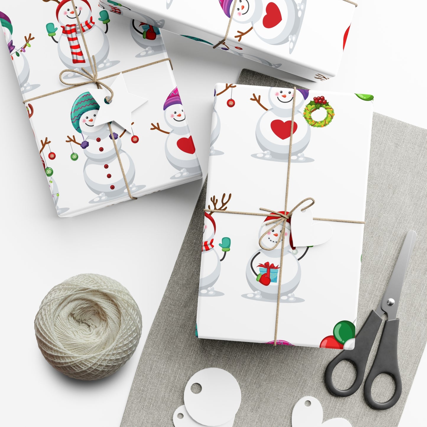 Gift Wrap Papers - Festive Snowman Holiday Cheer Wrapping Sheets - aMOOsing Designs