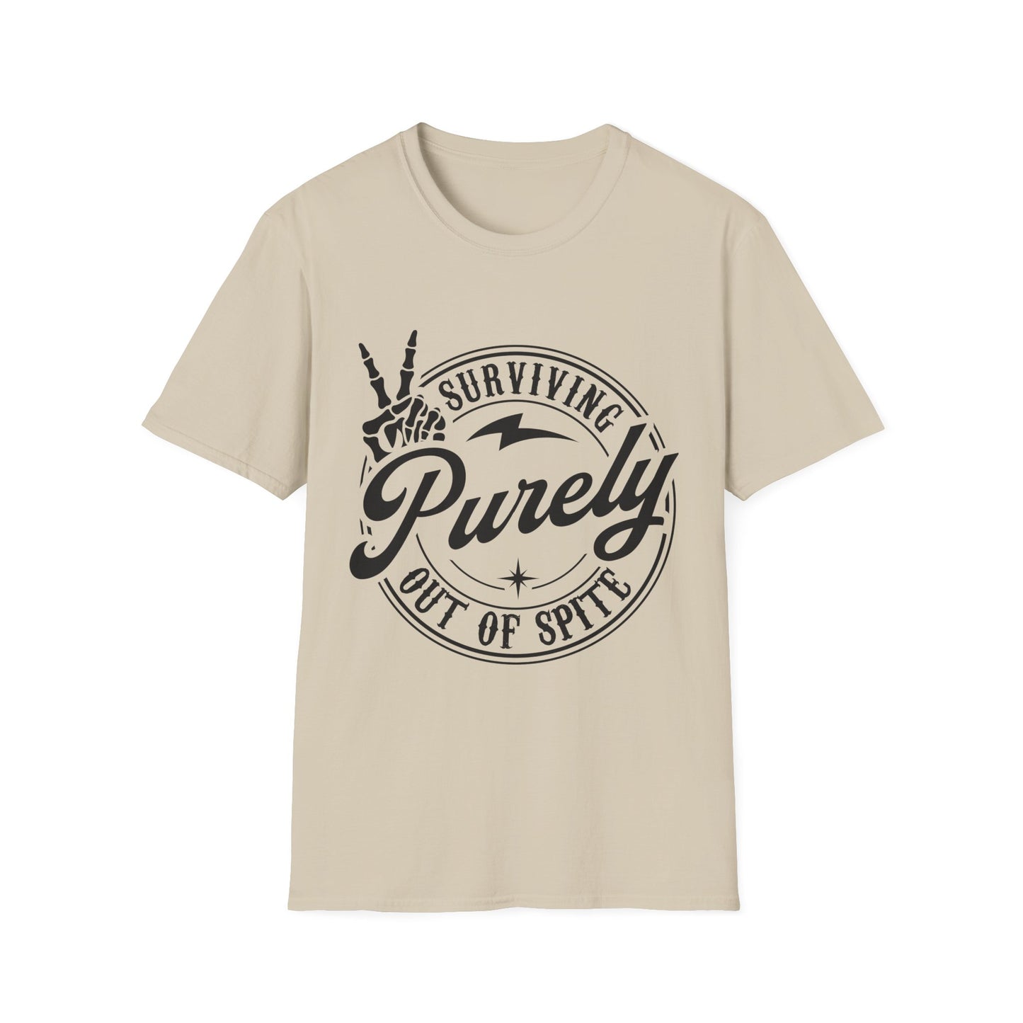 Surviving Purely Out of Spite- Funny Men's Softstyle T-Shirt