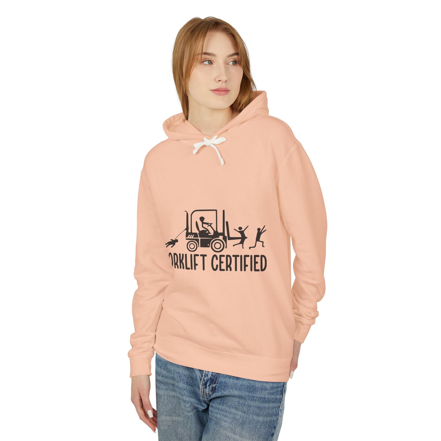 Forklift Certified Unisex Lightweight Hooded Sweatshirt - Perfect for Construction Enthusiasts! - aMOOsing Designs