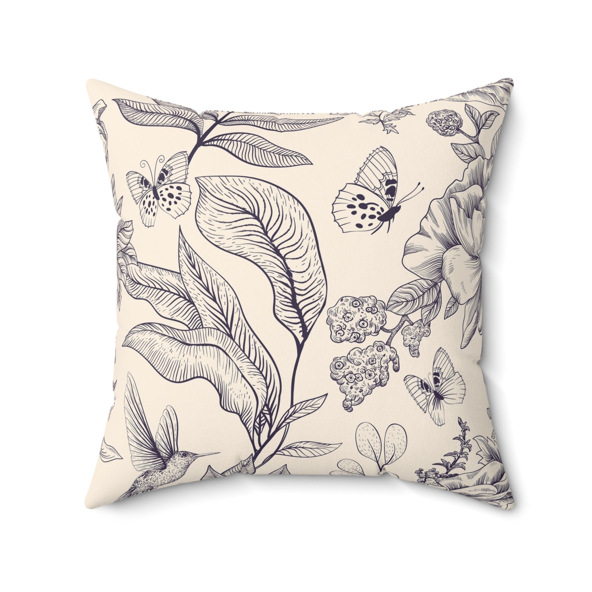 Botanical Nature Pillow, Indoor Decor Cushion, Floral Accent Pillow, Cozy Home Gift, Butterfly Throw Pillow - aMOOsing Designs