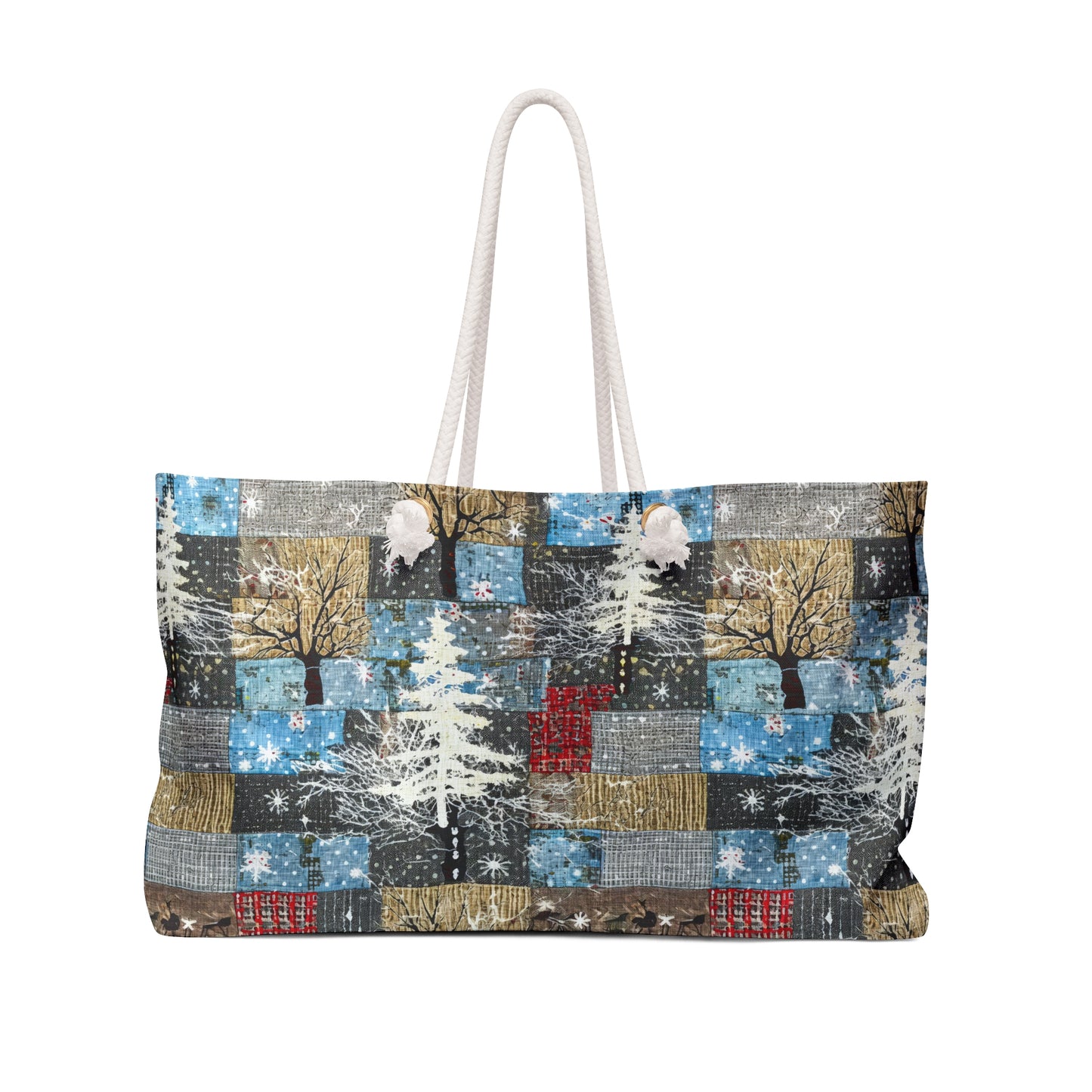 Cozy Winter Weekender Bag, Stylish Travel Tote, Holiday Shopping Bag, Patchwork Design, Perfect Gift for Adventurers