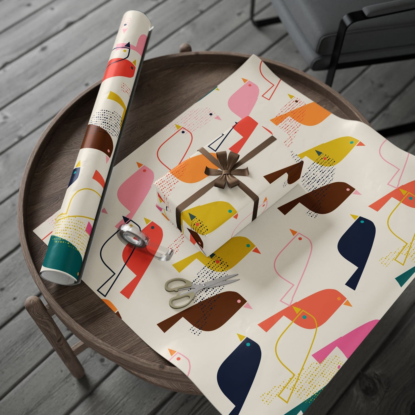 Retro Colorful Bird Wrapping Paper - Eco-Friendly, Unique Gift Wrap for Birthdays, Holidays, Special Occasions, Creative Presents, Festive