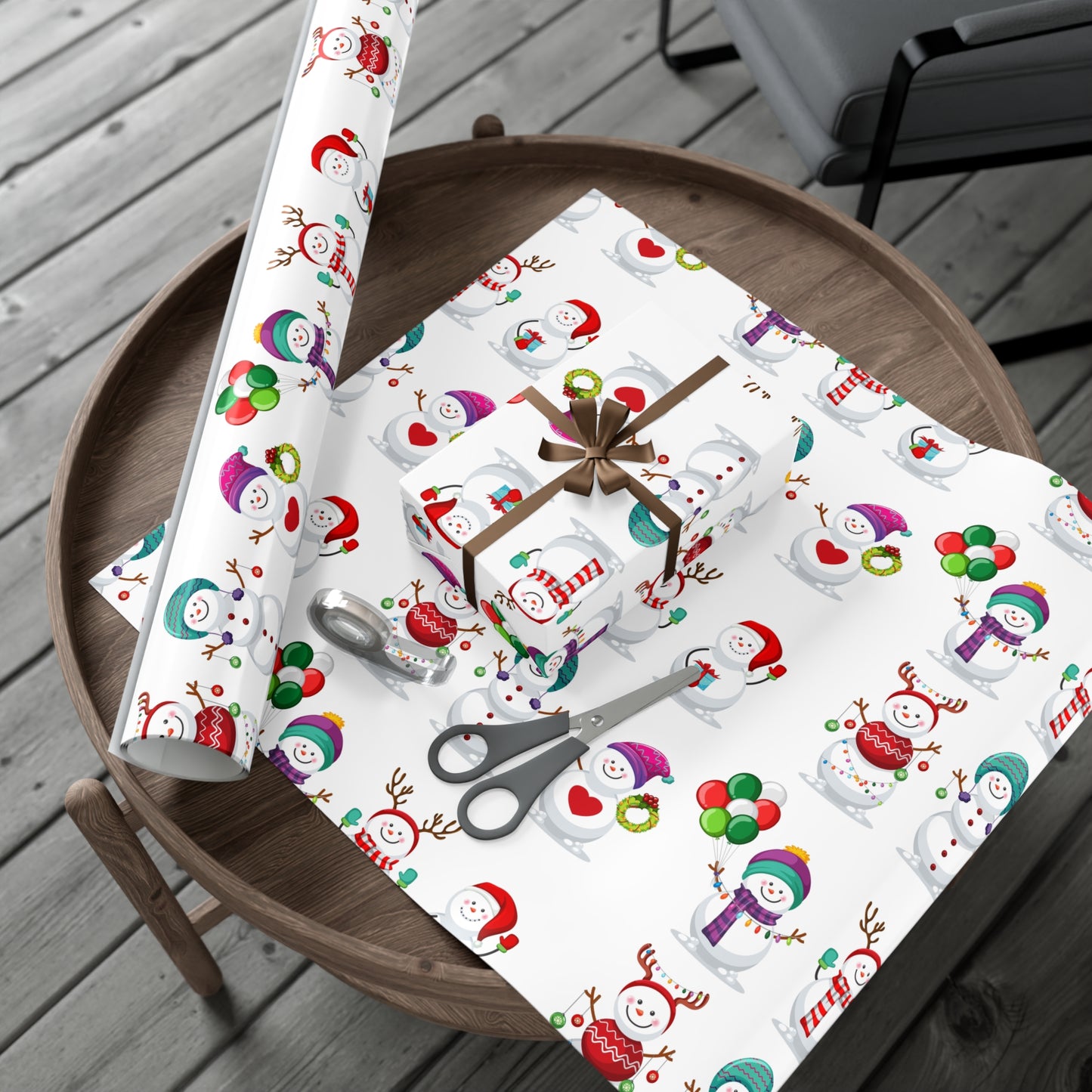 Gift Wrap Papers - Festive Snowman Holiday Cheer Wrapping Sheets - aMOOsing Designs