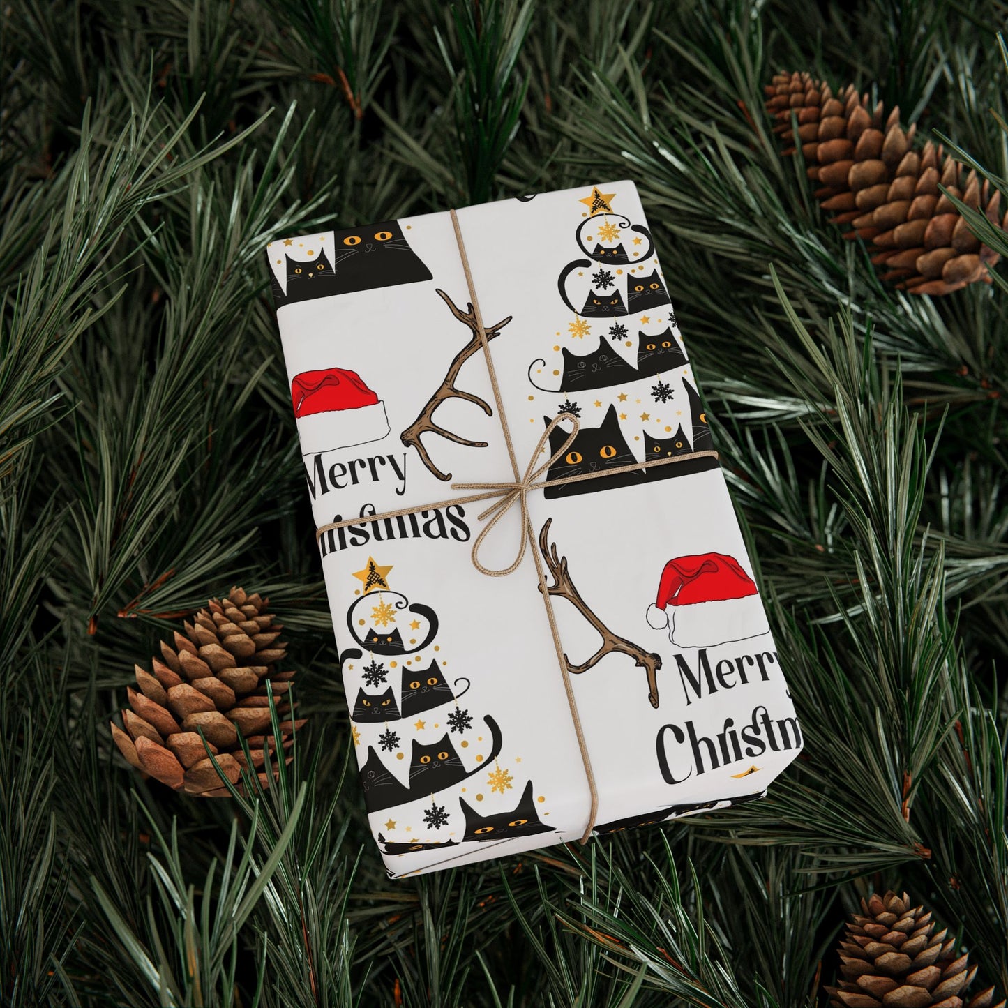 Holiday Wrapping Paper Roll, Festive Gift Wrap, Merry Christmas Kitty Design, Unique Gift Packaging, Seasonal Celebration Supplies