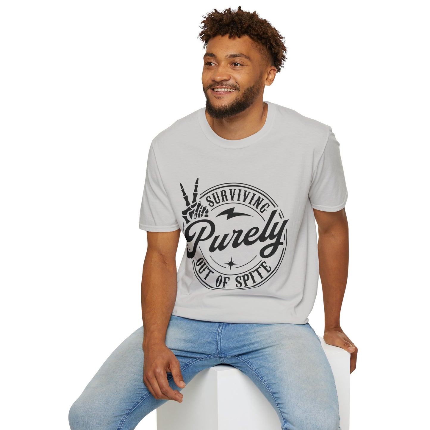 Surviving Purely Out of Spite- Funny Men's Softstyle T-Shirt