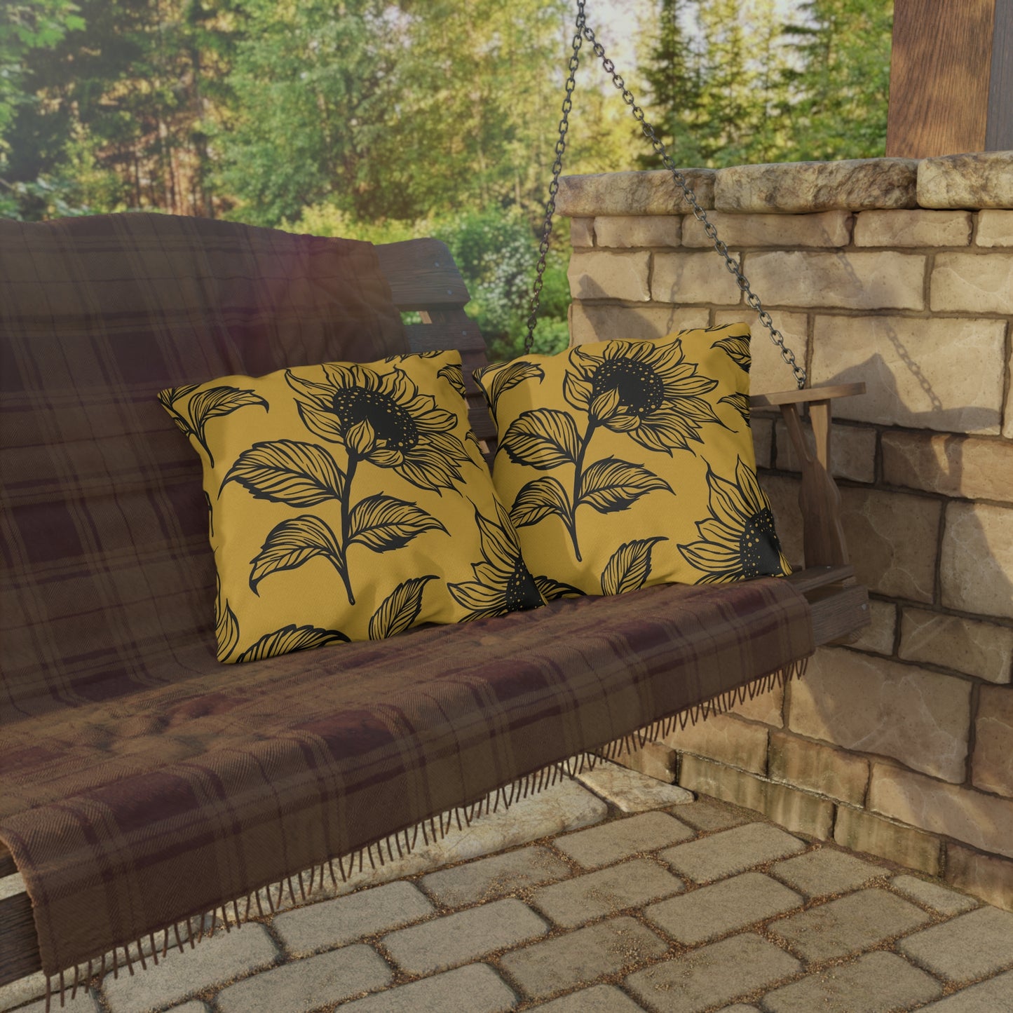 Sunflower Outdoor Pillows - Boho Garden Decor, Patio Cushion, Summer Vibes, Home Accessories, Seasonal Style, Outdoor Cushions, Decorative