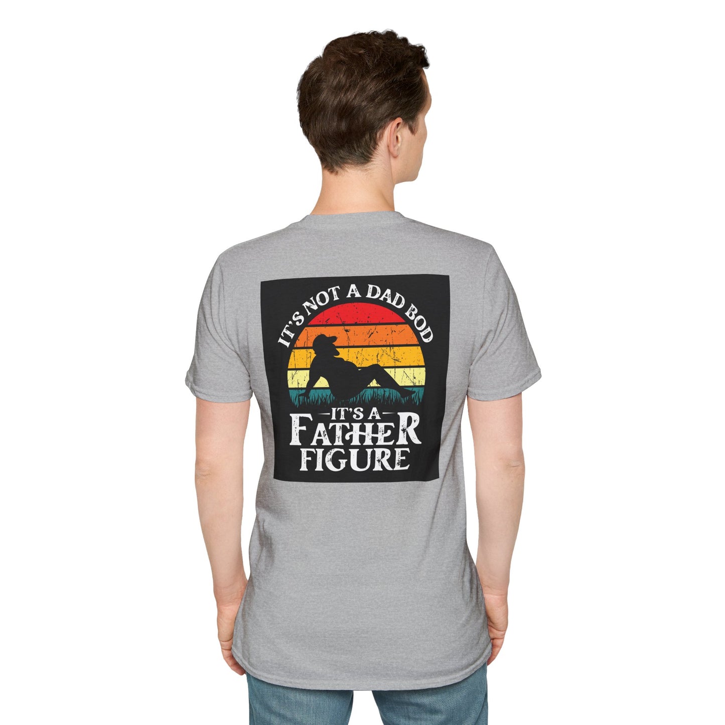 Funny "Not a Dad Bod, but a Father Figure" T-Shirt | Unisex Softstyle Tee for Dads - aMOOsing Designs