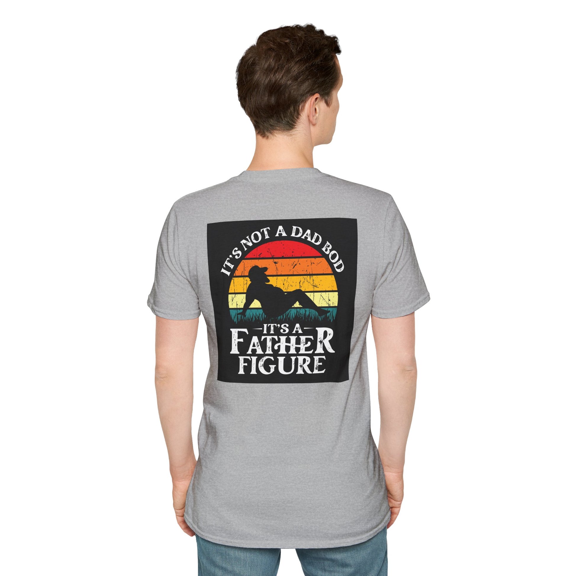 Funny "Not a Dad Bod, but a Father Figure" T-Shirt | Unisex Softstyle Tee for Dads - aMOOsing Designs