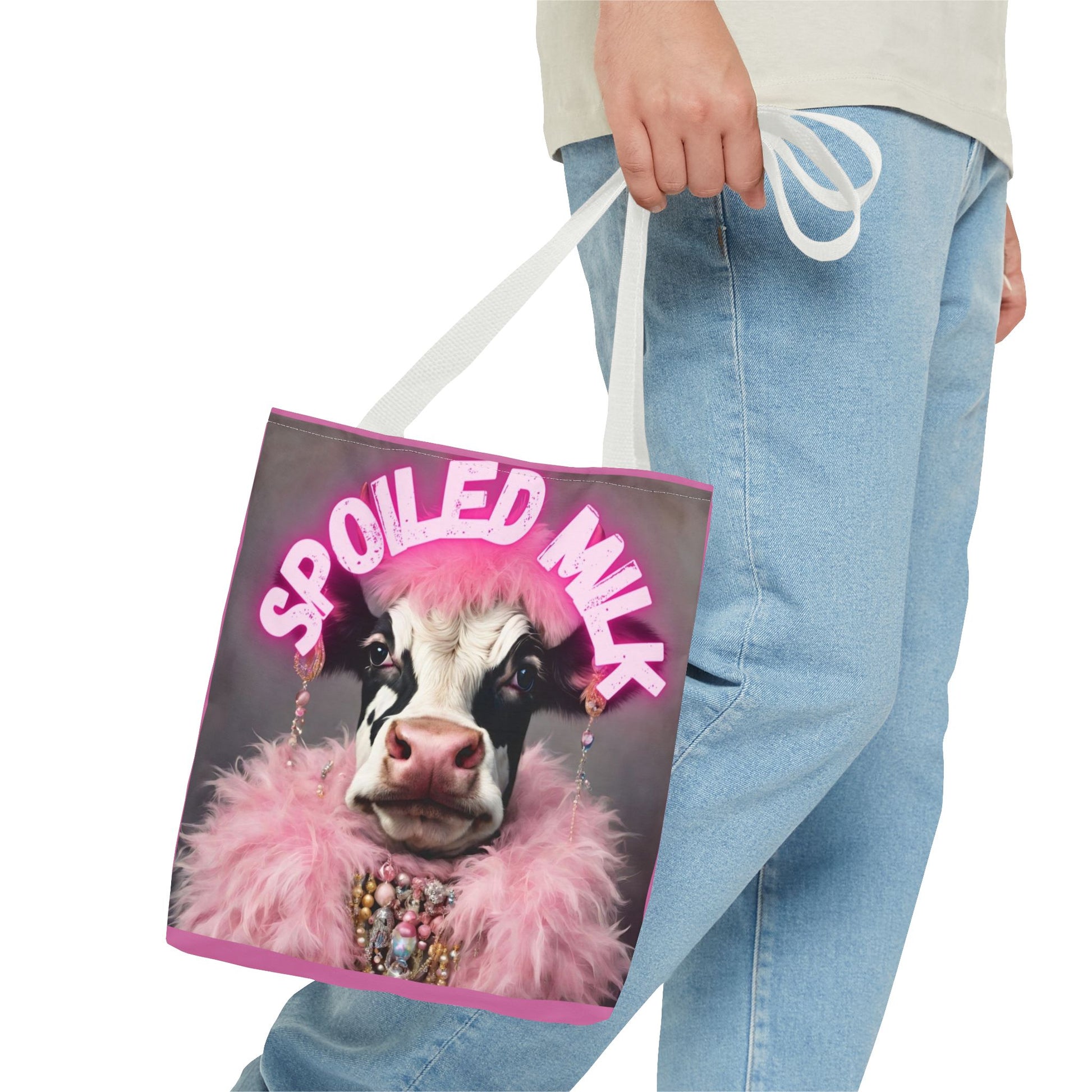 Spoiled Milk Funny Cow Tote Bag - Cute Animal Grocery Bag, Farmhouse Reusable Handbag, Printed Canvas Shopping Tote, - aMOOsing Designs